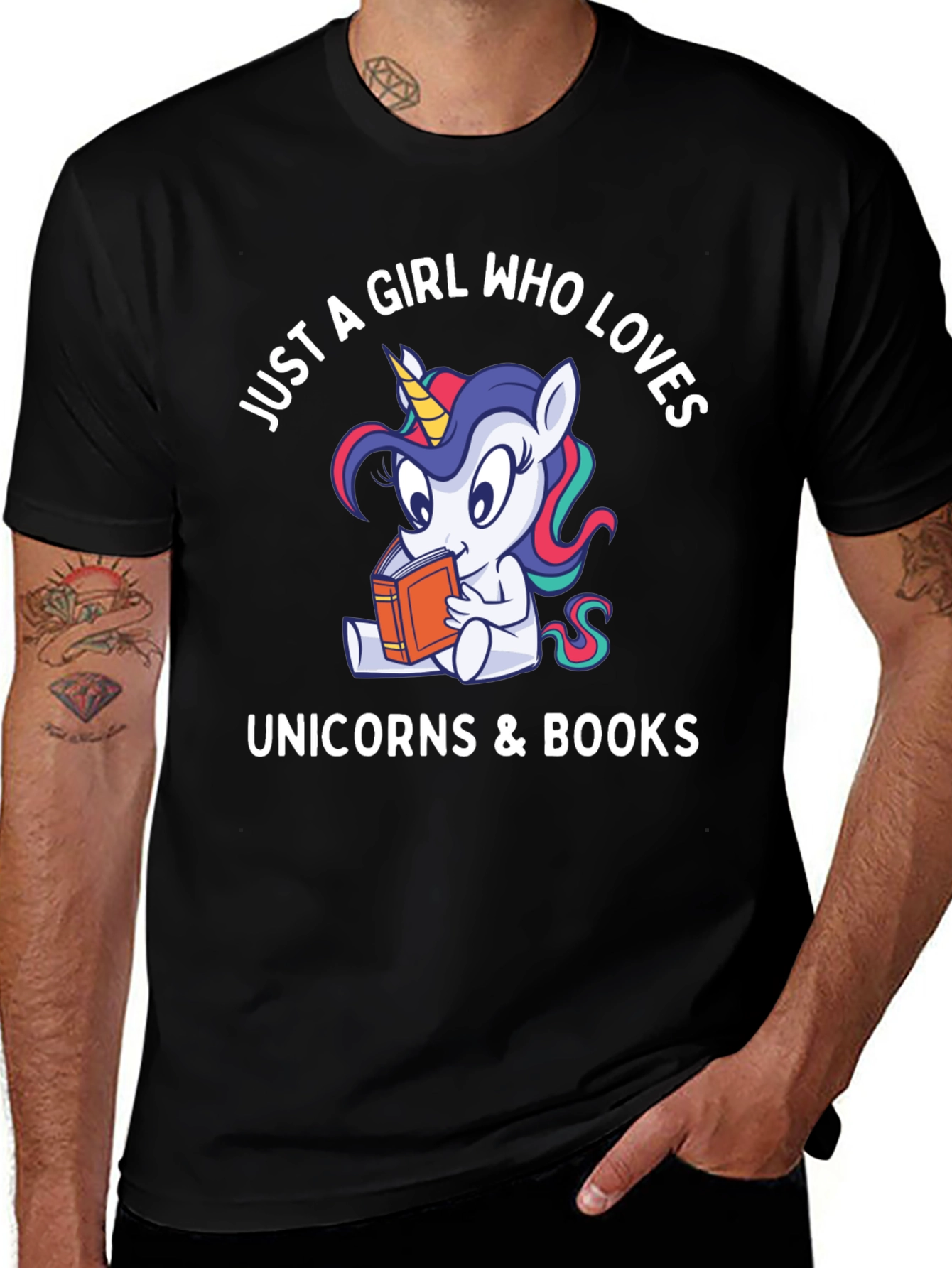Variant 8 of Just A Girl Who Loves Unicorns & Books Graphic Tee