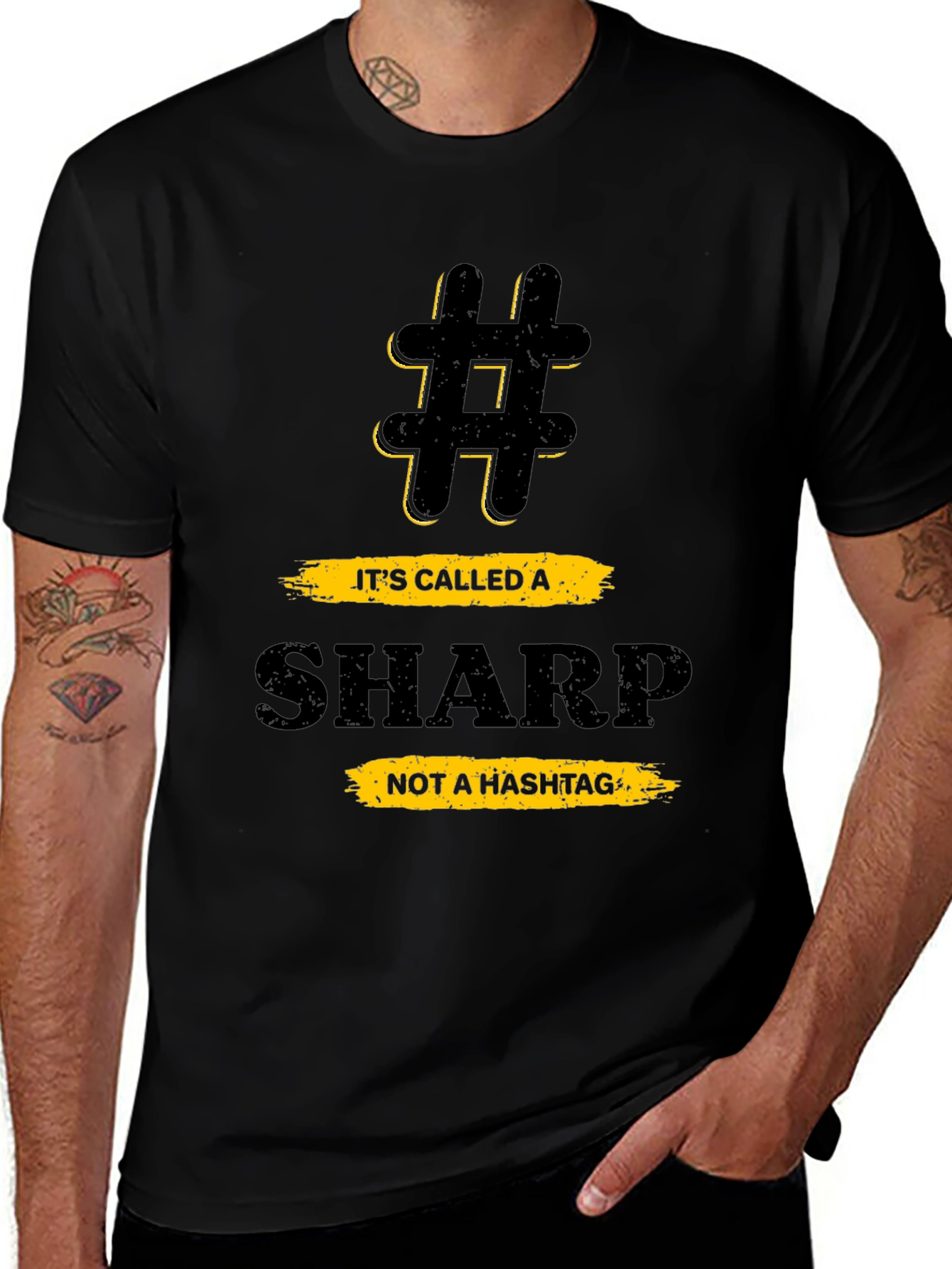 Variant 7 of Funny Music Theory T-Shirt - Sharp Not a Hashtag