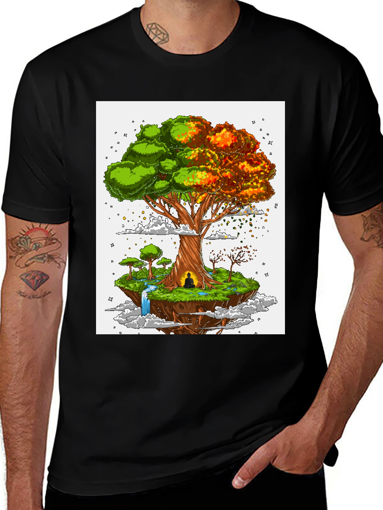 Nature Tree Floating Island Graphic T-Shirt