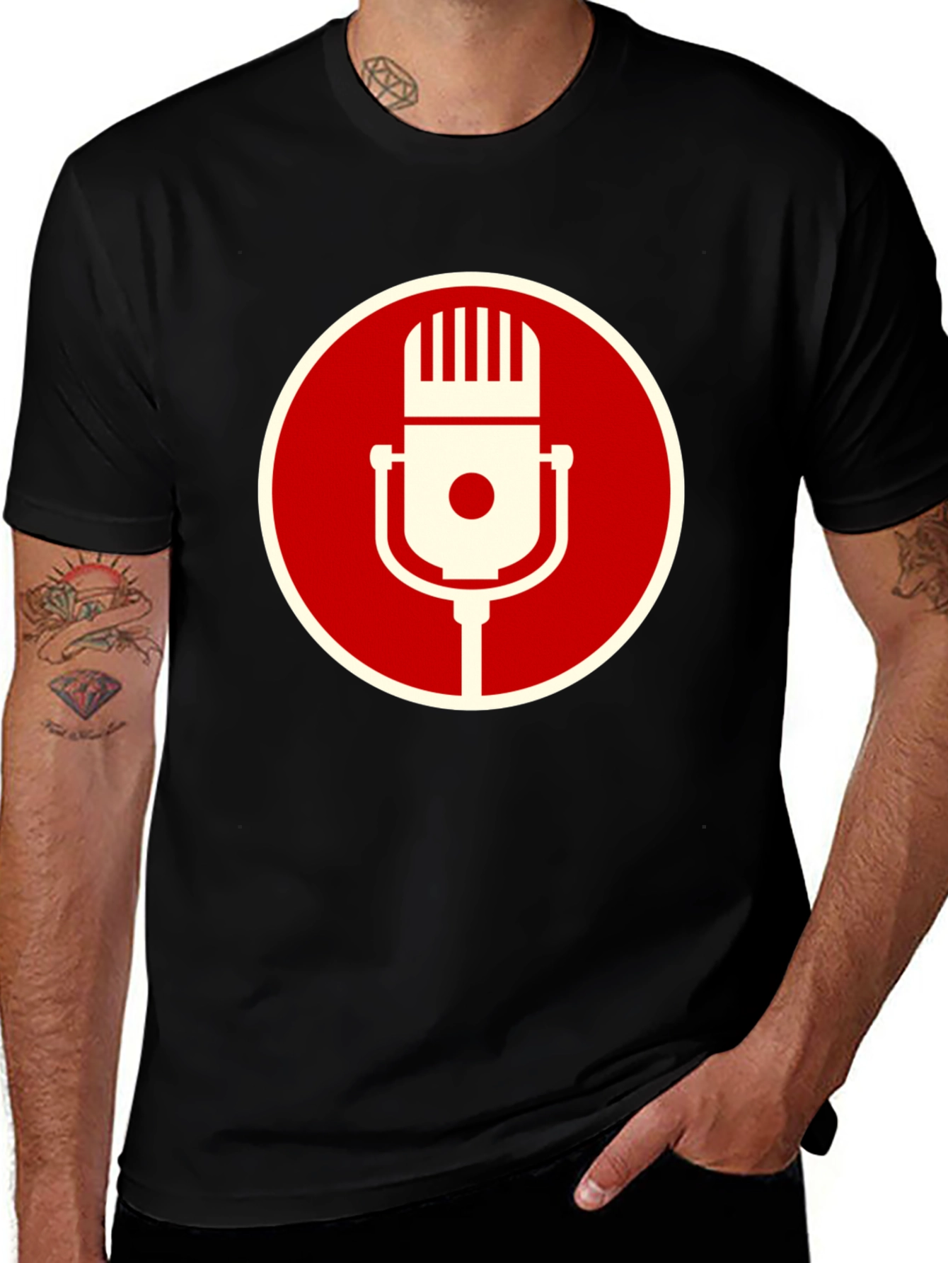 Variant 20 of Retro Microphone Graphic Tee - Classic Vocal Style