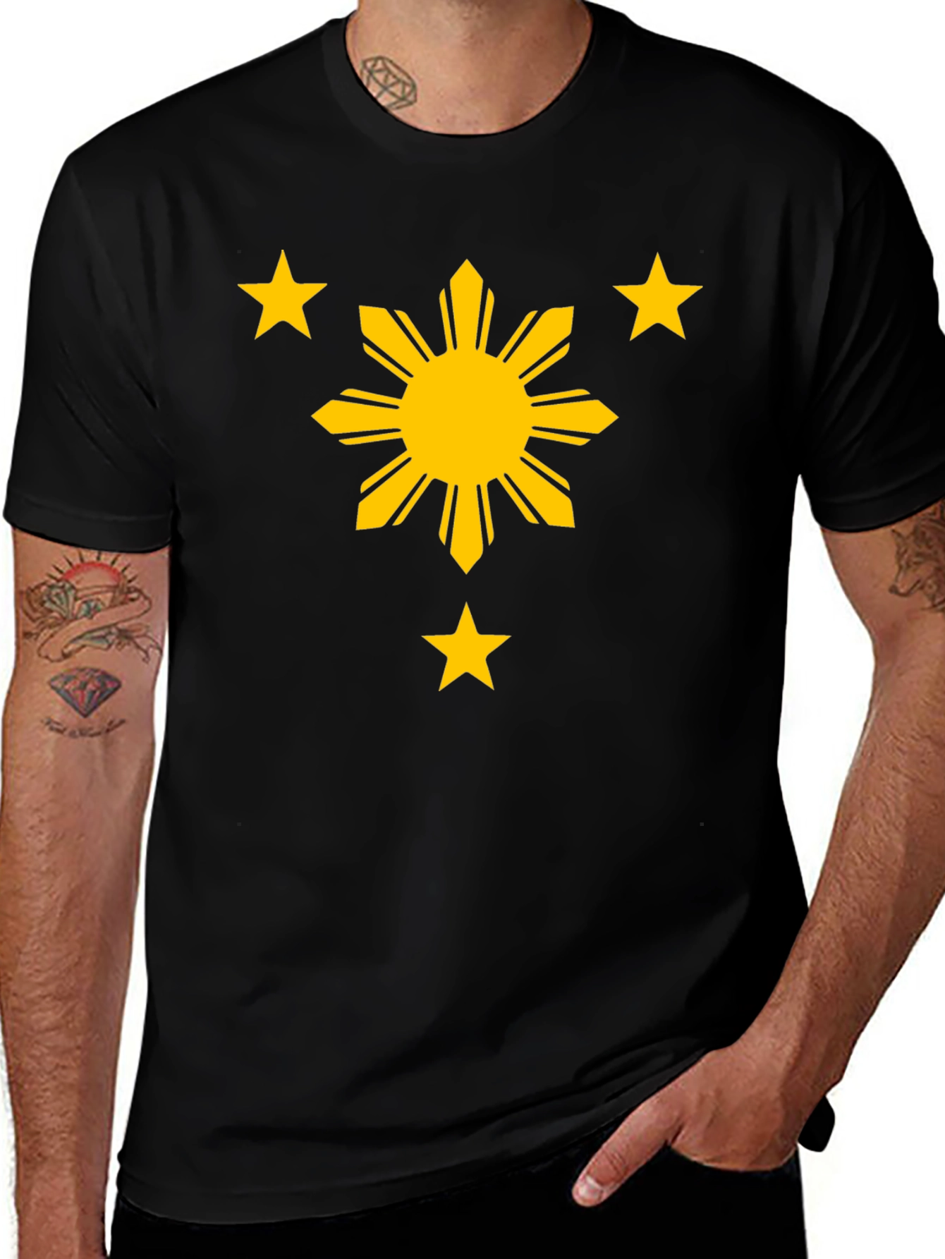 Philippines Flag Graphic Tee - Casual Black T-Shirt