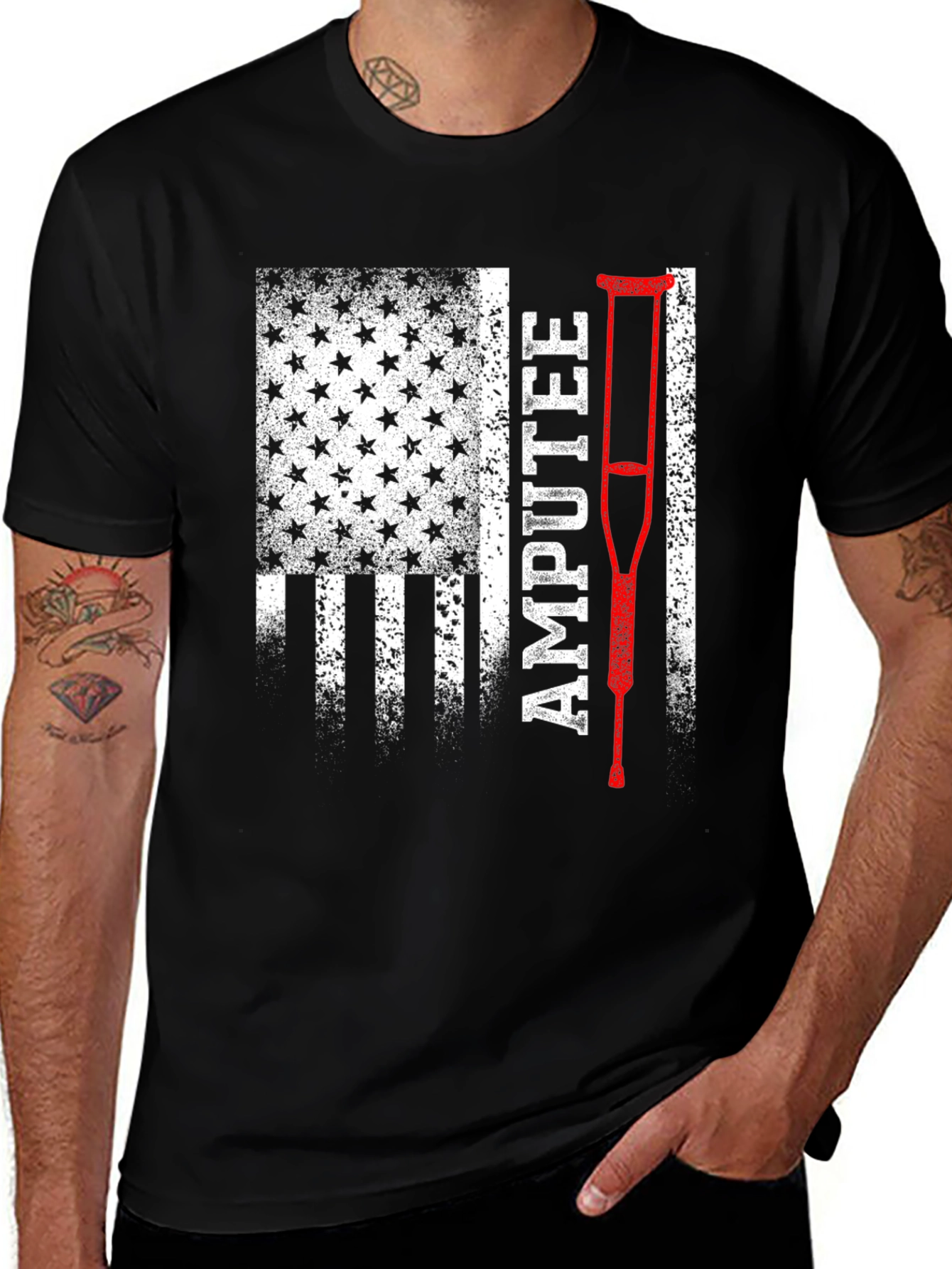Variant 30 of Amputee USA Flag Patriotic T-Shirt