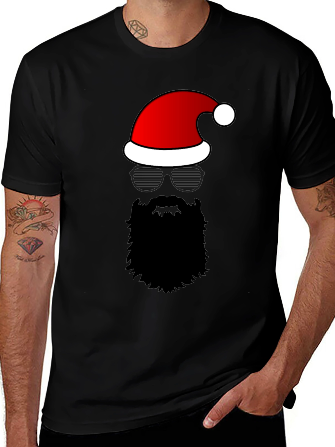 Santa Hat Beard Graphic Tee