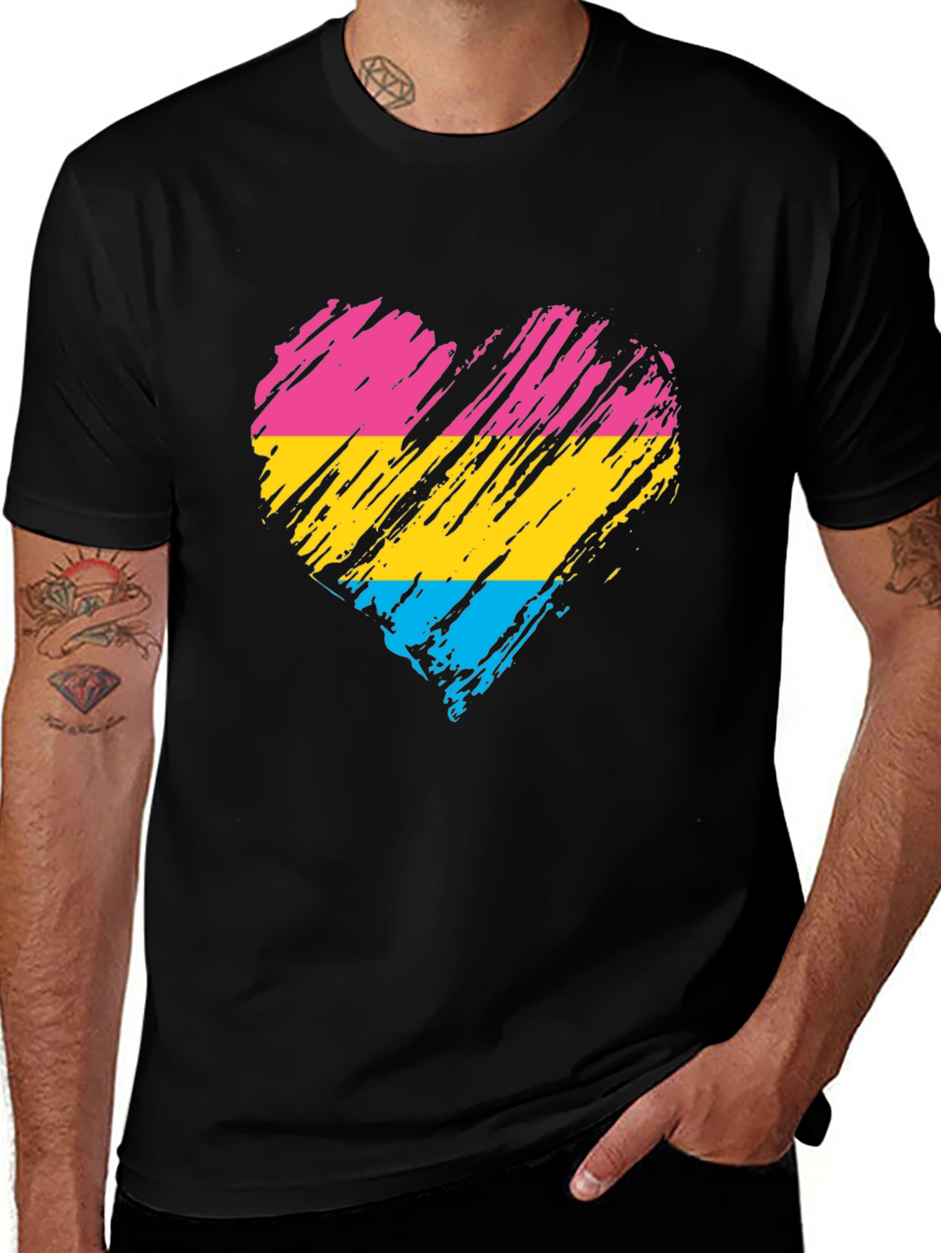 Variant 7 of Pansexual Pride Heart T-Shirt - Black LGBTQ+ Tee