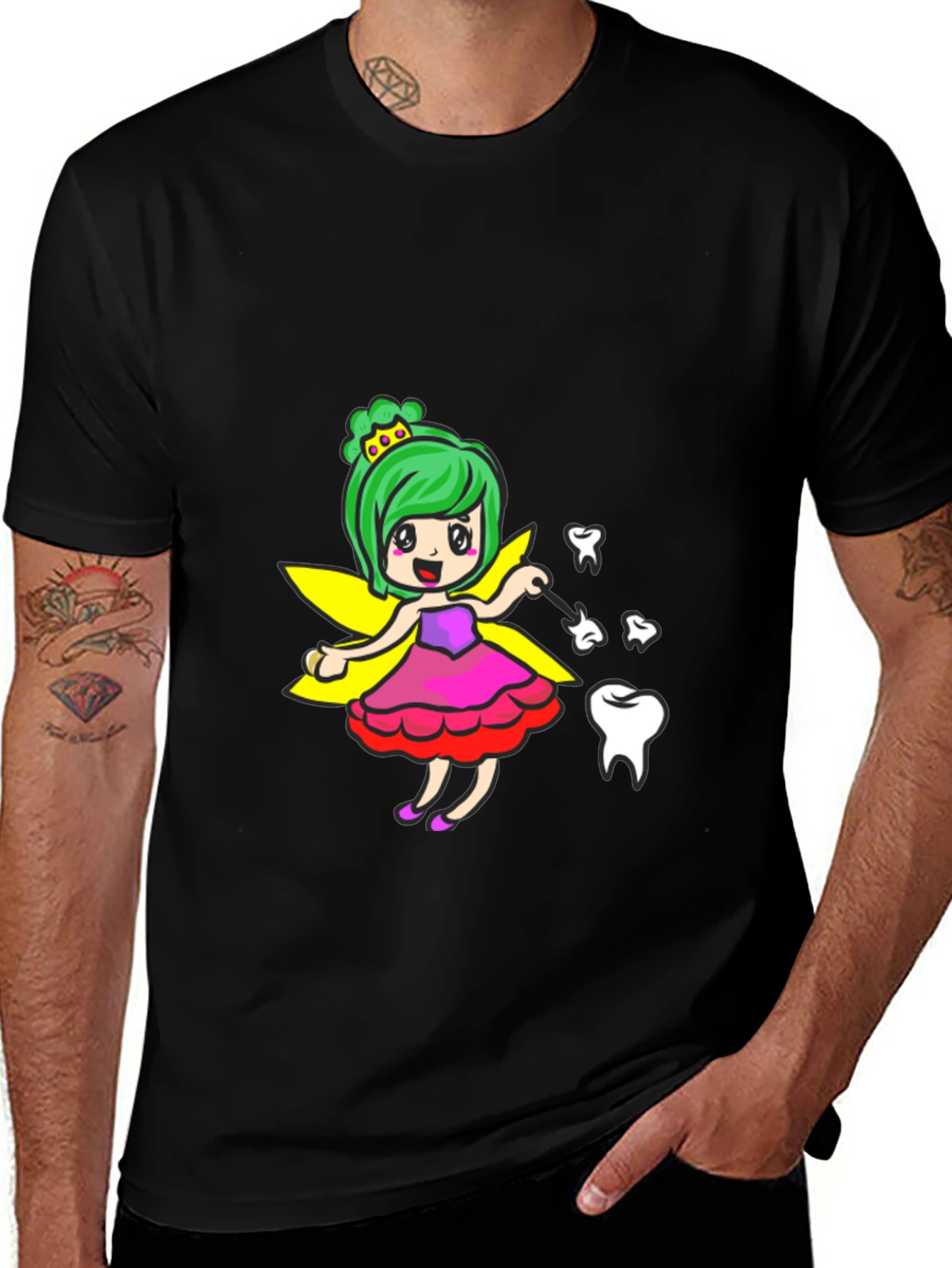 Tooth Fairy Graphic Tee - Whimsical Black T-Shirt
