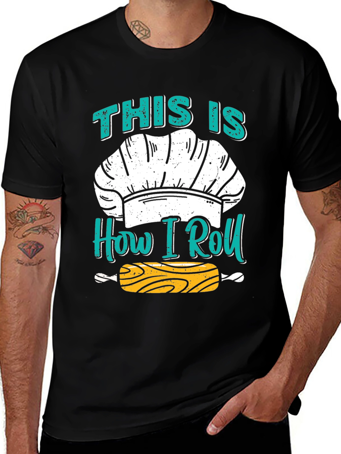 Variant 27 of Chef's "How I Roll" T-Shirt - Baking Apparel