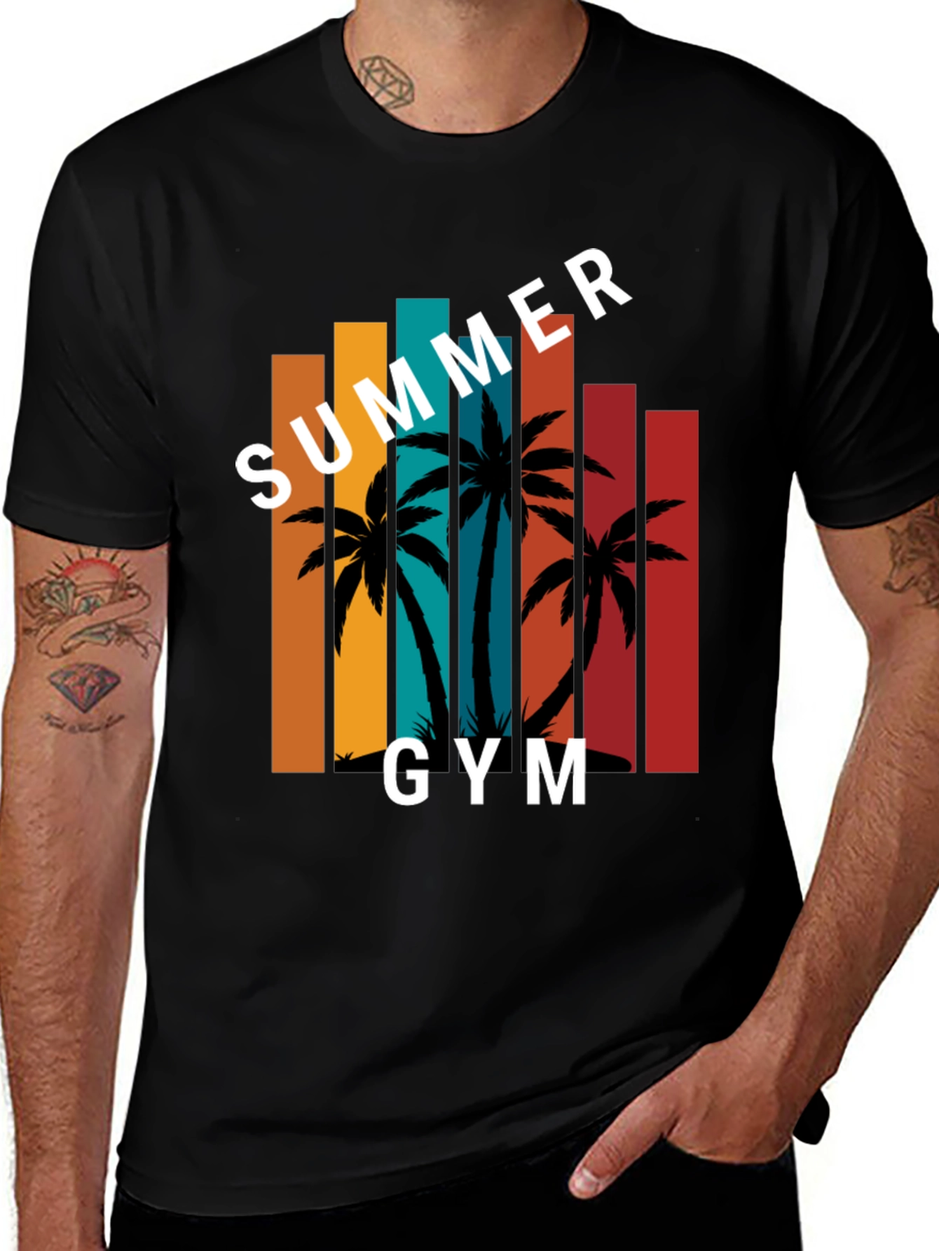 Variant 24 of Summer Gym T-Shirt - Tropical Palm Design