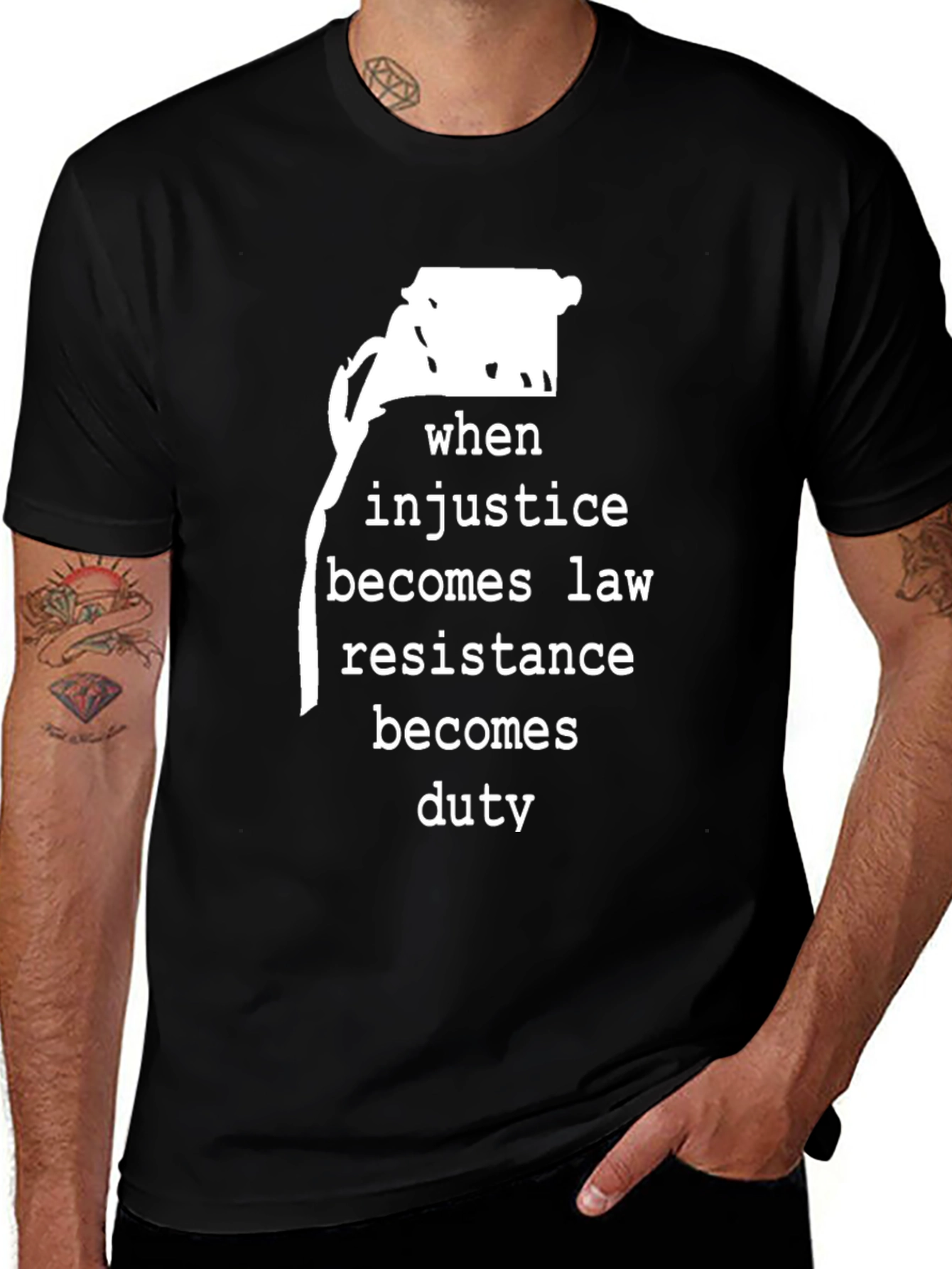 Variant 21 of Resistance Duty Graphic Tee - Black Cotton Comfort