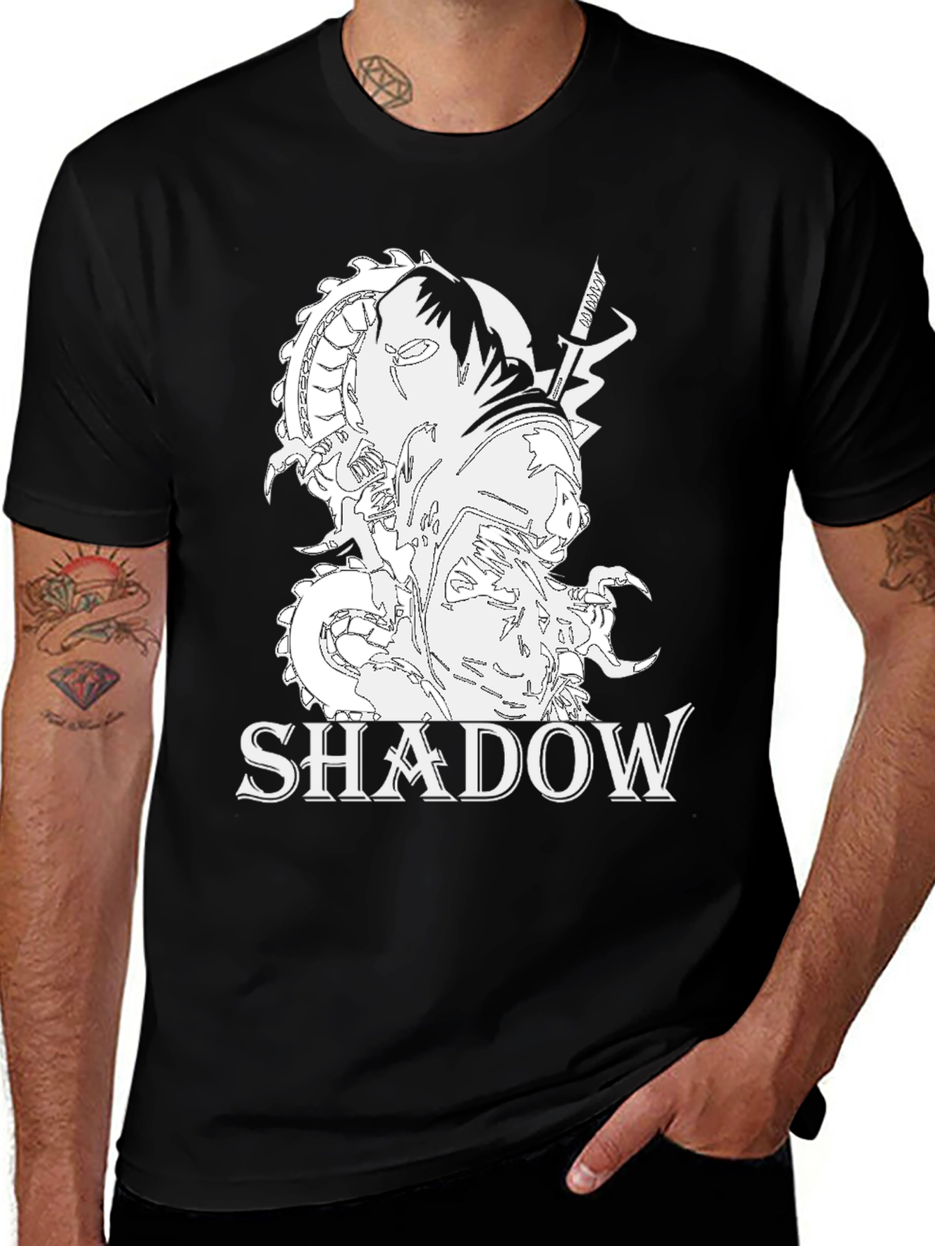 Variant 30 of Shadow Graphic T-Shirt - Black Cotton Blend