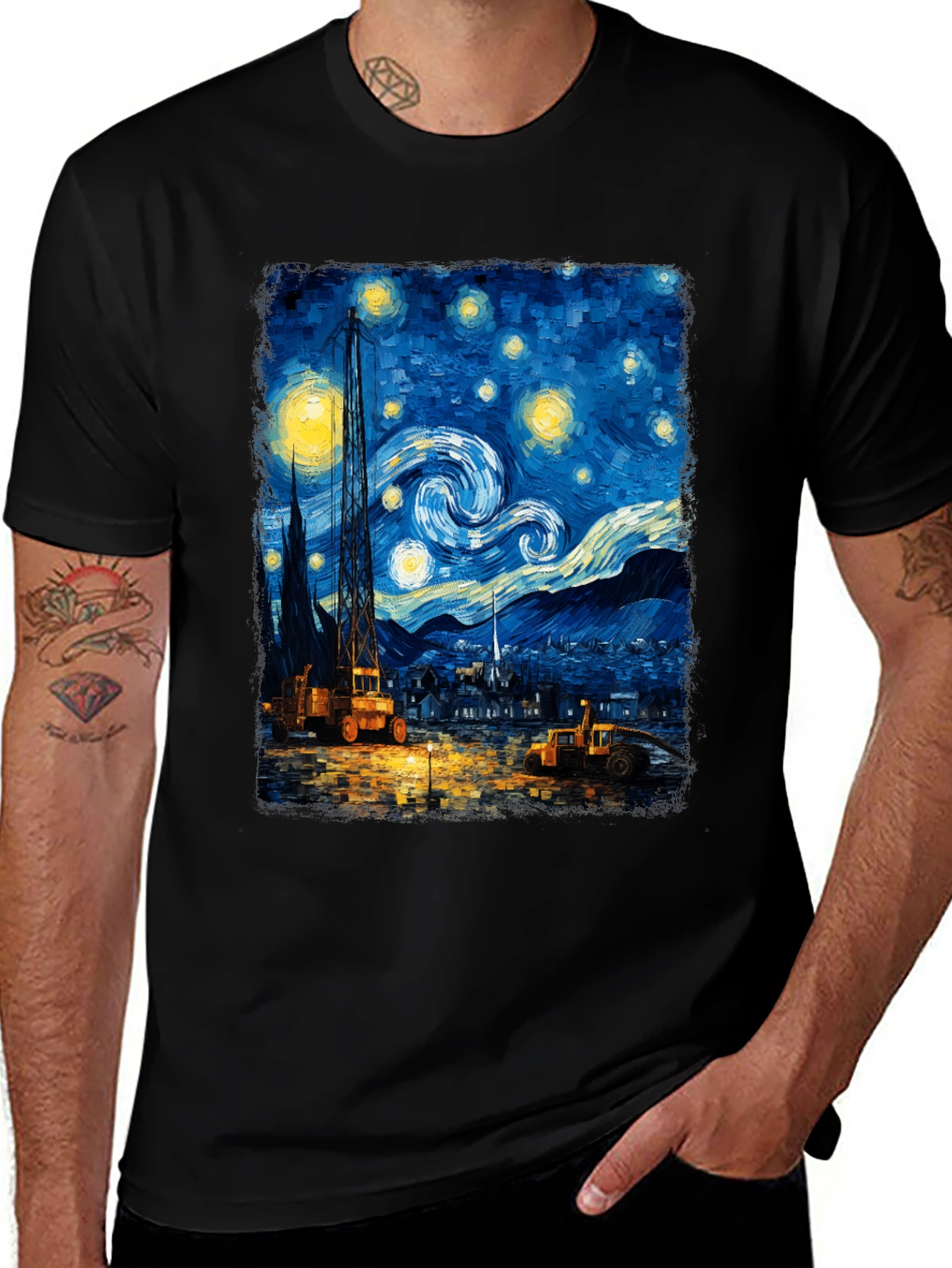 Variant 3 of Starry Night Construction Crew T-Shirt