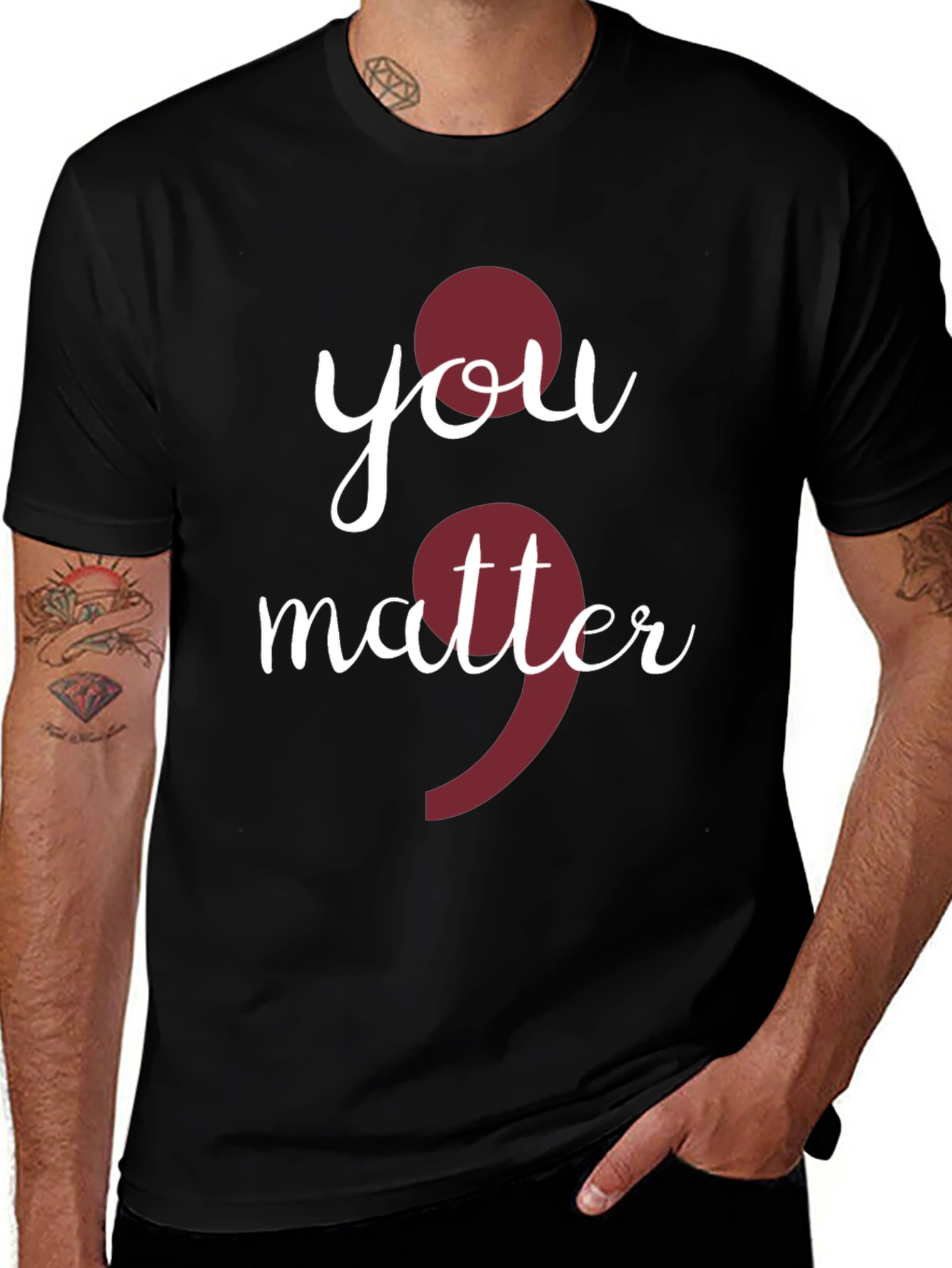 Variant 19 of You Matter Semicolon Graphic Tee - Black Unisex T-Shirt