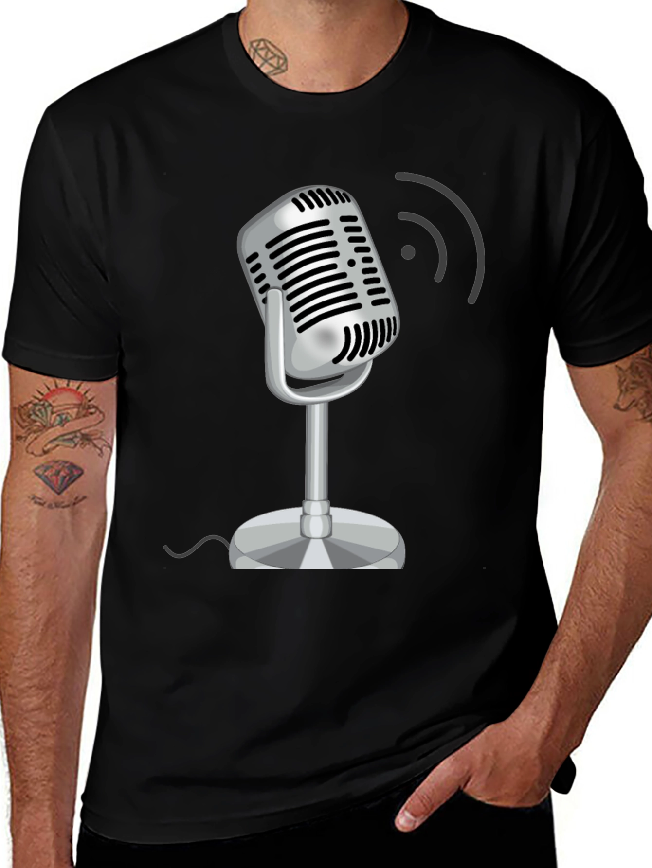 Variant 29 of Vintage Microphone Black T-Shirt