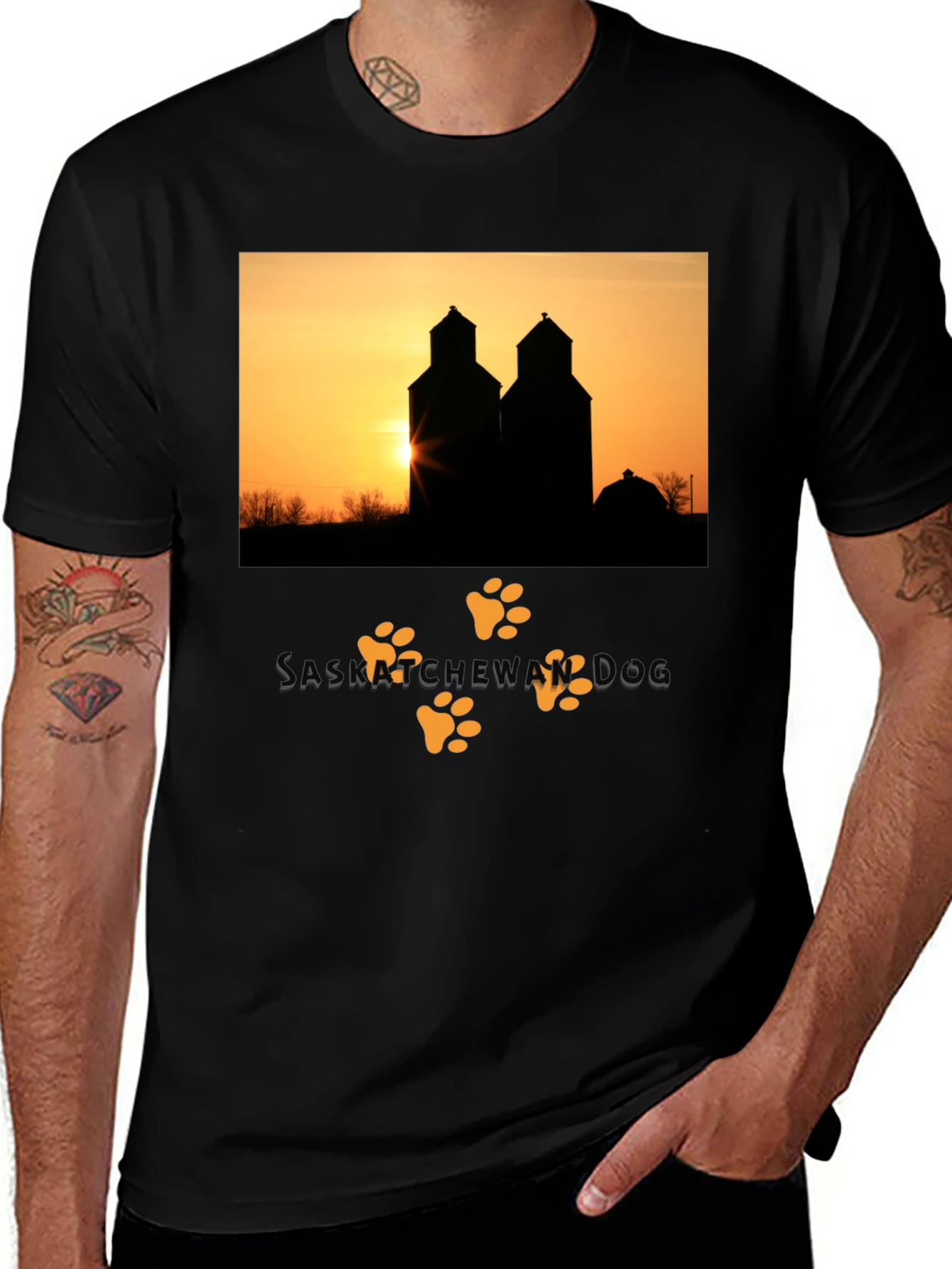 Black Saskatchewan Sunset Silhouette Tee main image