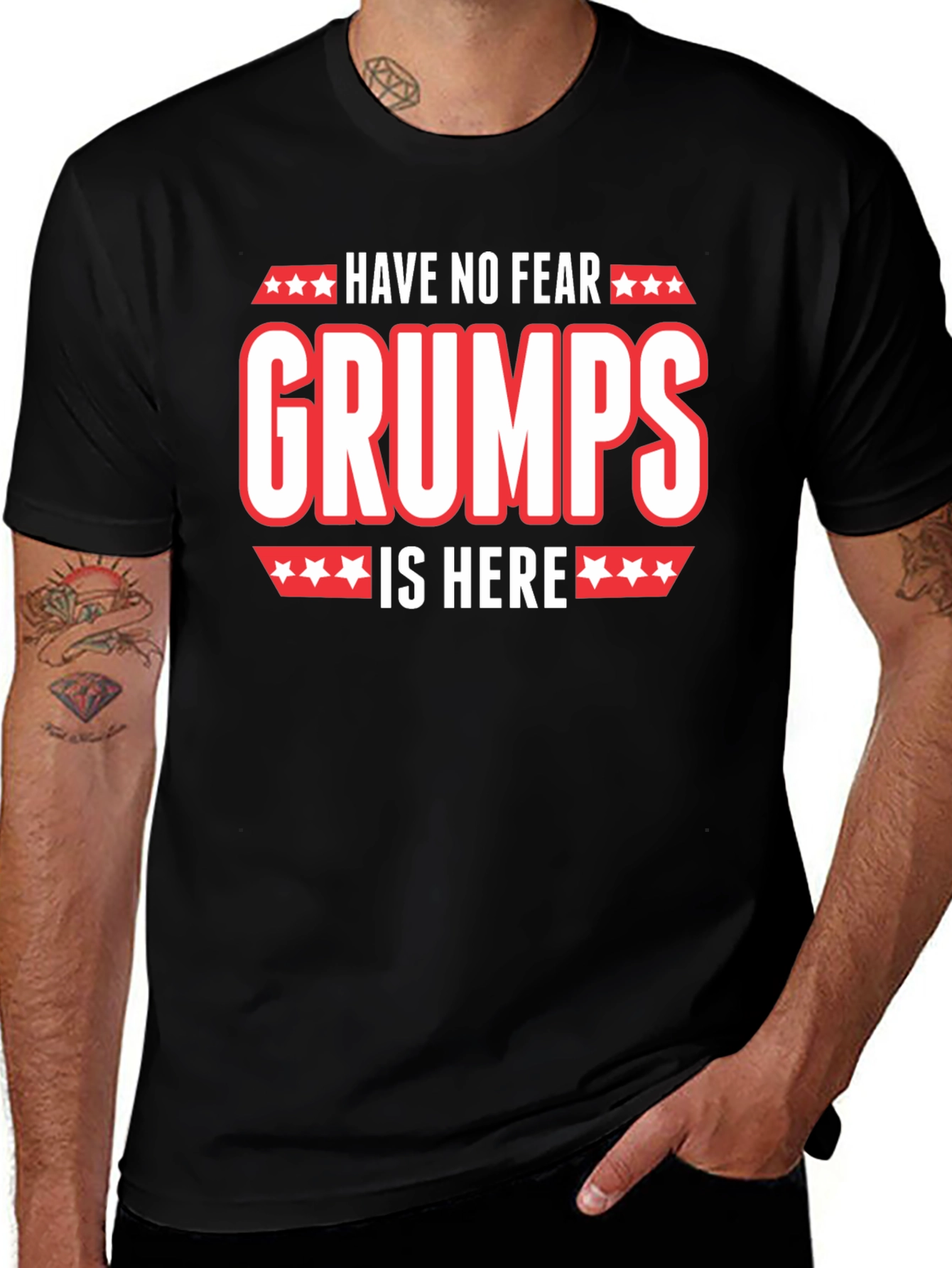 Black Have No Fear Grumps Is Here Funny T-Shirt main image