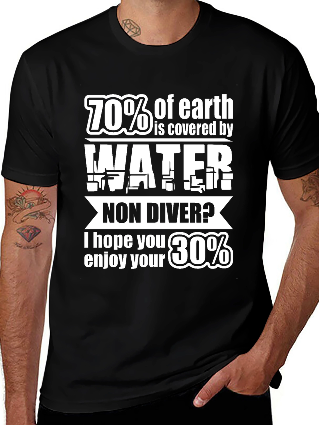 Variant 8 of Diver T-Shirt: 70% Water, Enjoy Your 30%