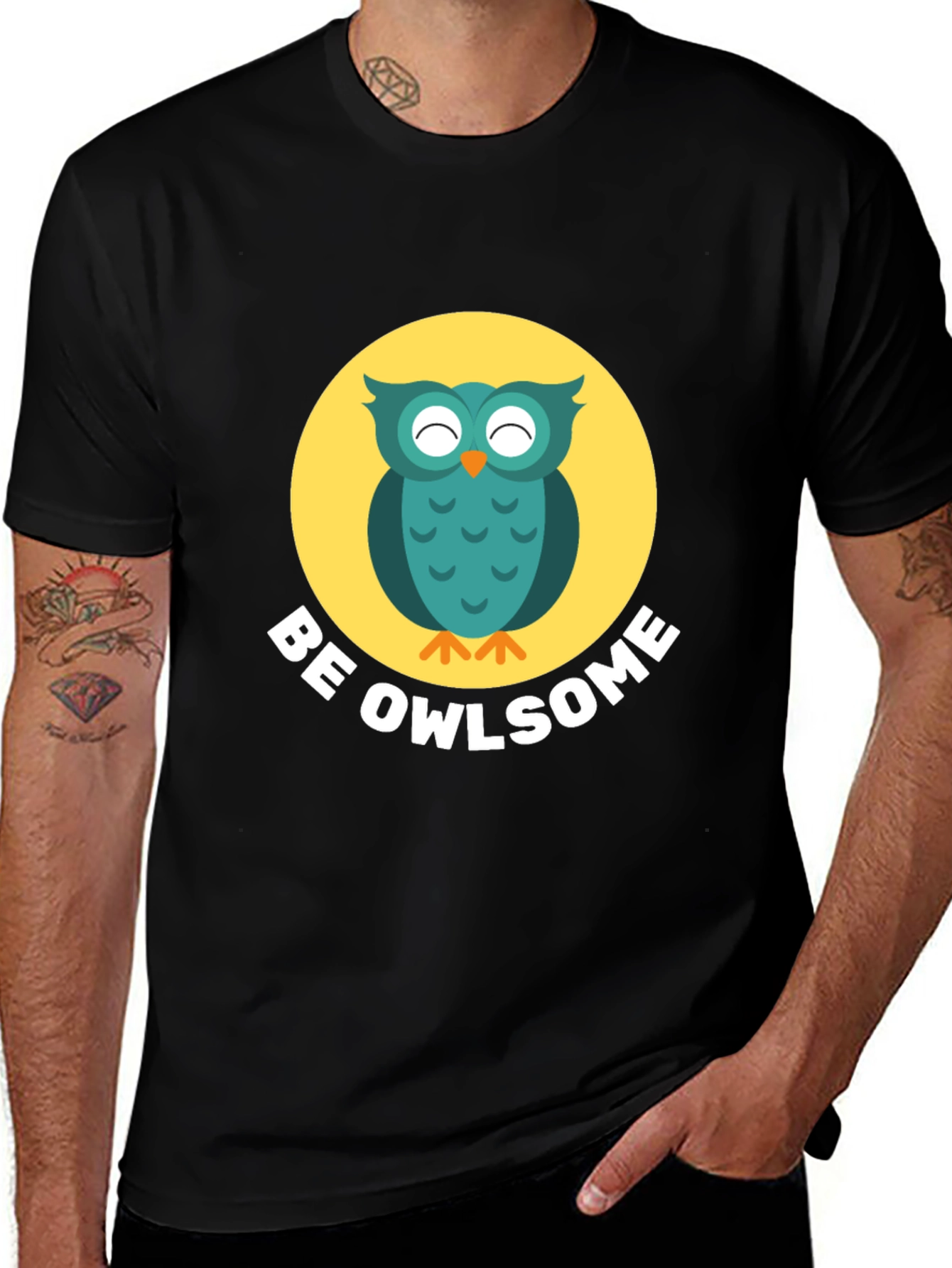 Be Owlsome Graphic Tee - Black Cotton T-Shirt
