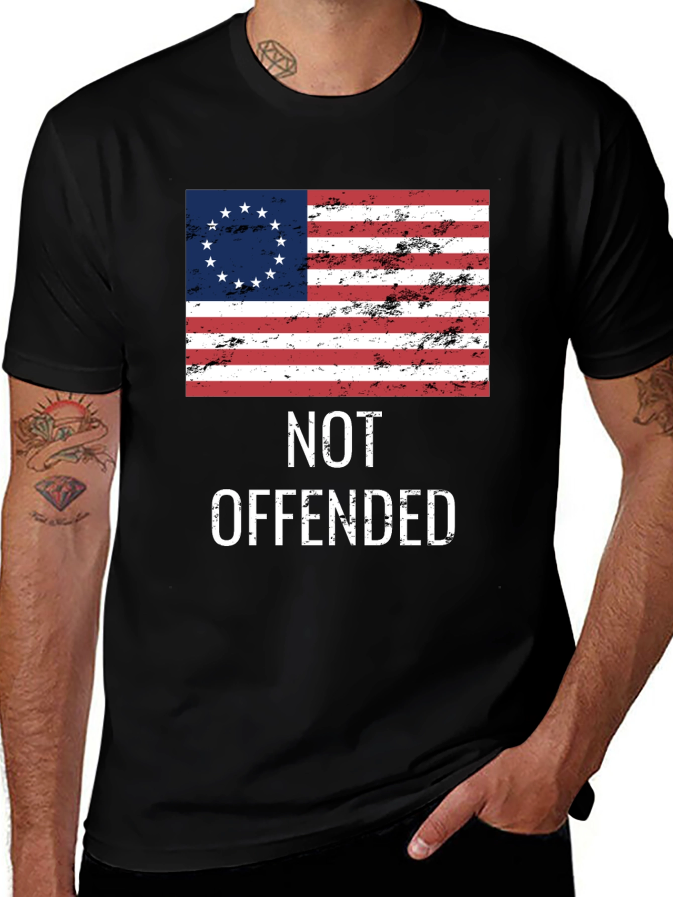 Variant 13 of Not Offended Betsy Ross Flag Graphic T-Shirt