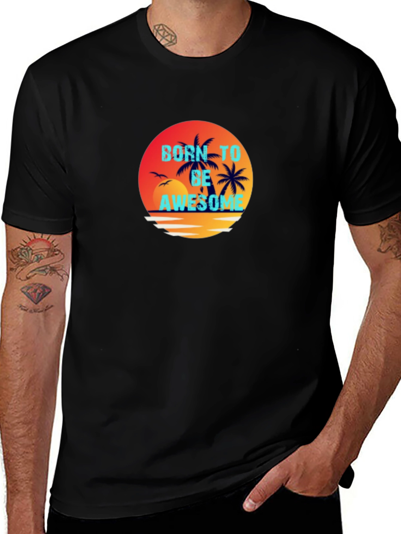 Variant 4 of Born To Be Awesome Graphic Tee - Black
