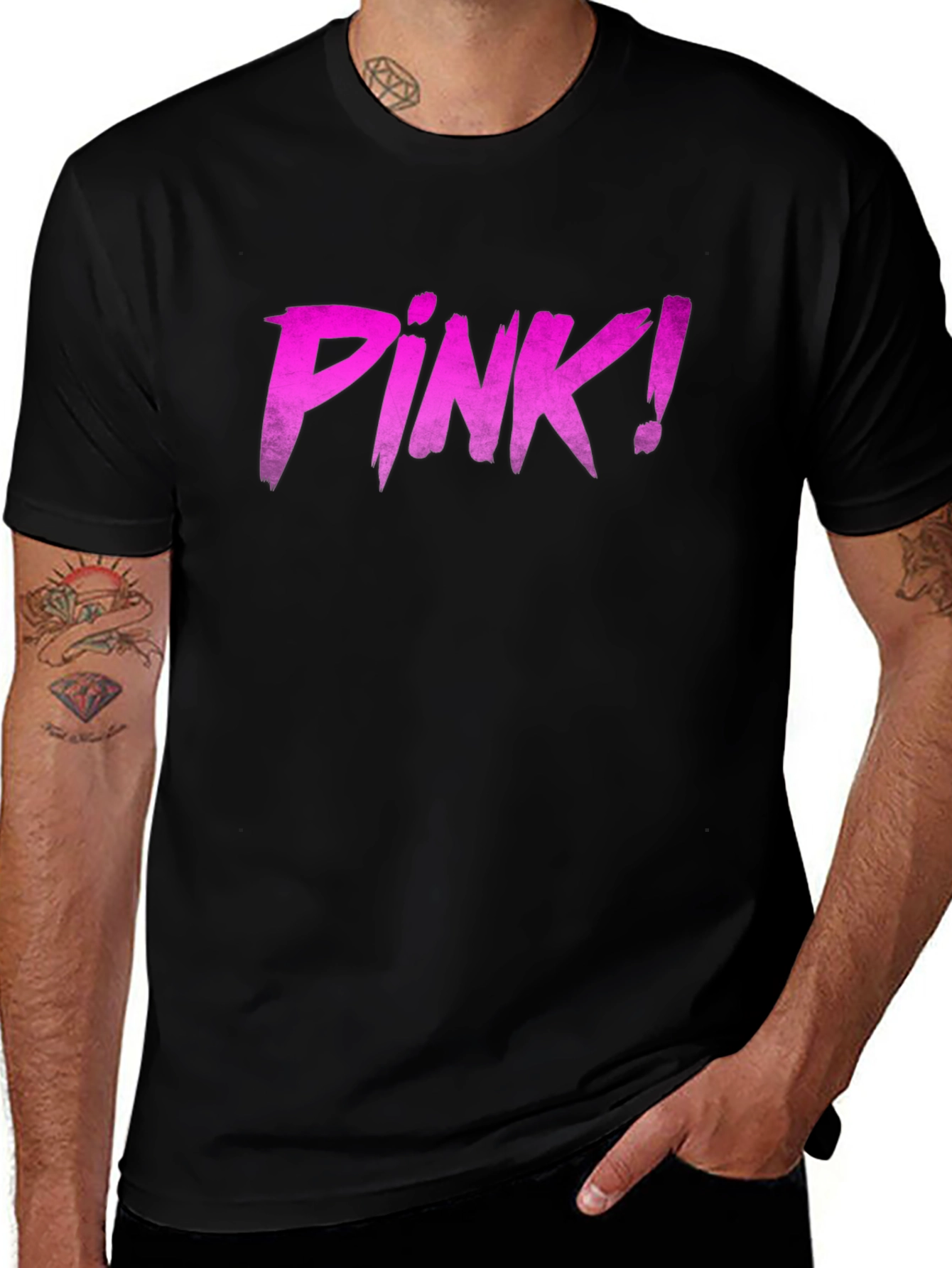 Variant 9 of Pink! Graphic T-Shirt - Bold and Stylish Black Tee