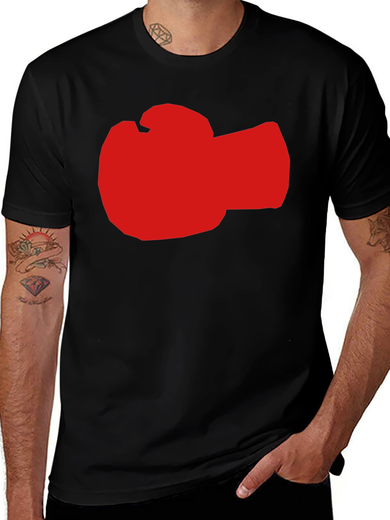 Variant 21 of Red Boxing Glove Graphic Black T-Shirt