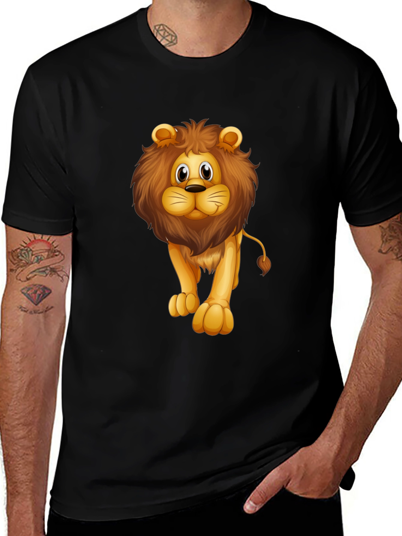 Variant 14 of Lion Graphic Black T-Shirt for Men