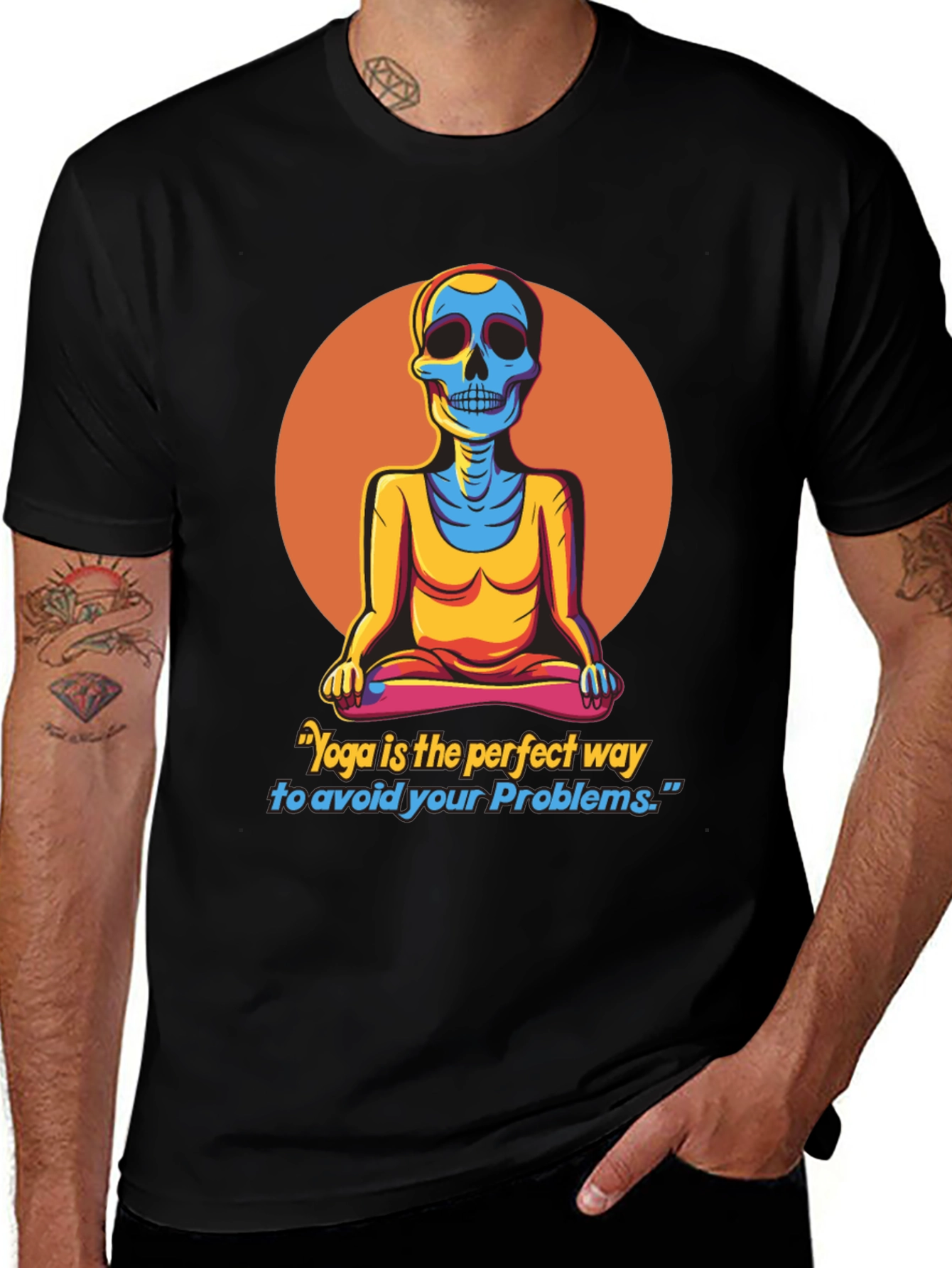 Variant 26 of Yoga Skeleton Graphic Tee - Perfect Way to Avoid Problems