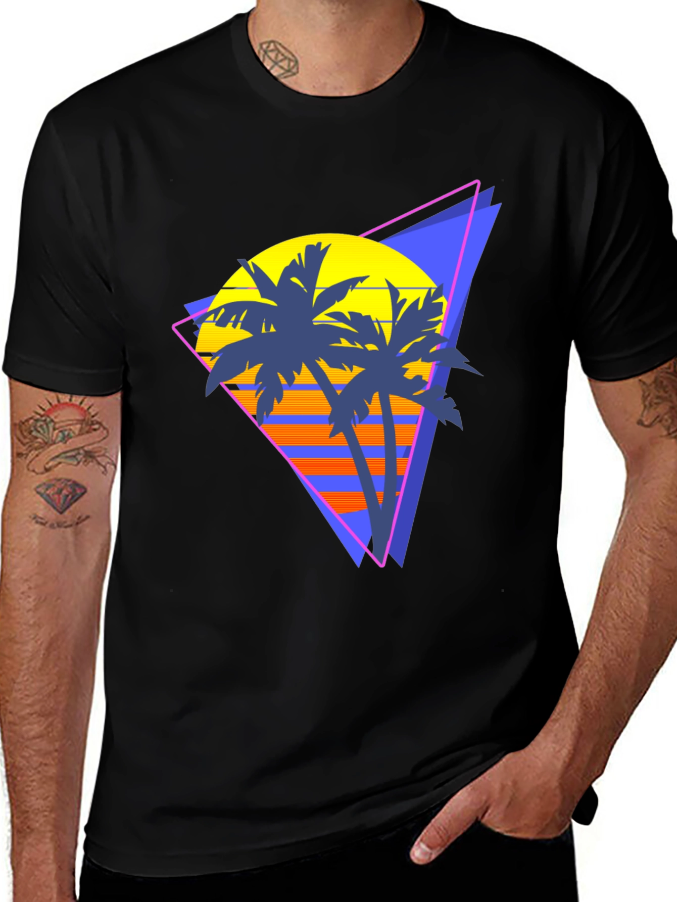 Variant 24 of Retro Palm Tree Sunset Graphic Tee