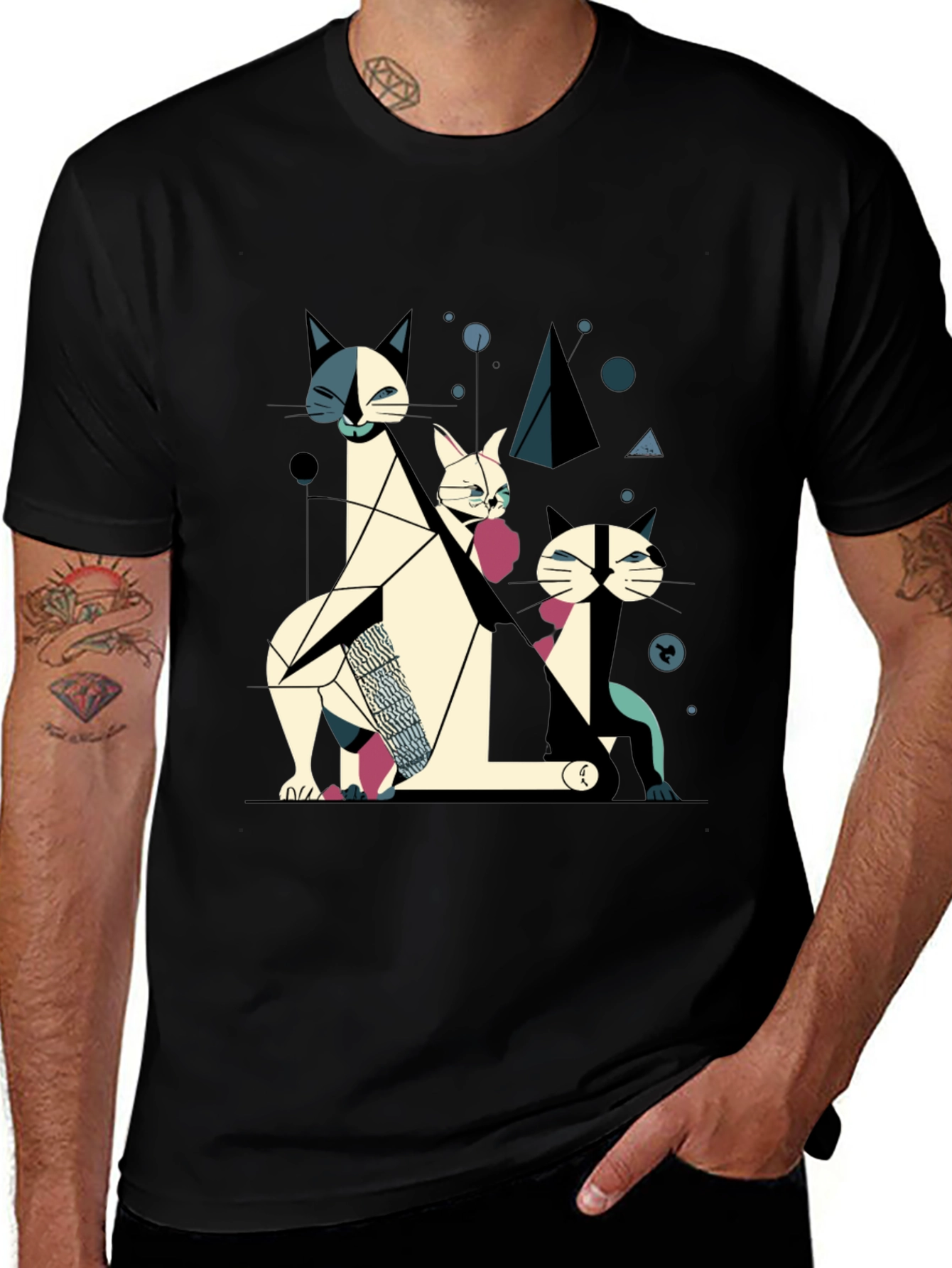 Variant 19 of Abstract Geometric Cat T-Shirt