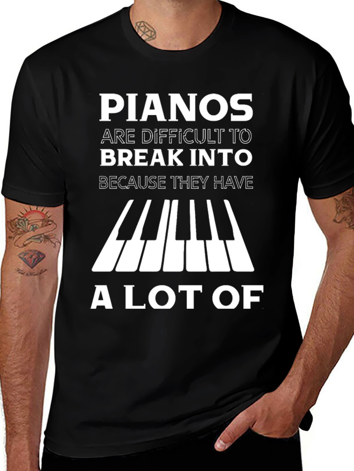 Variant 18 of Piano Joke T-Shirt: Difficult to Break Into