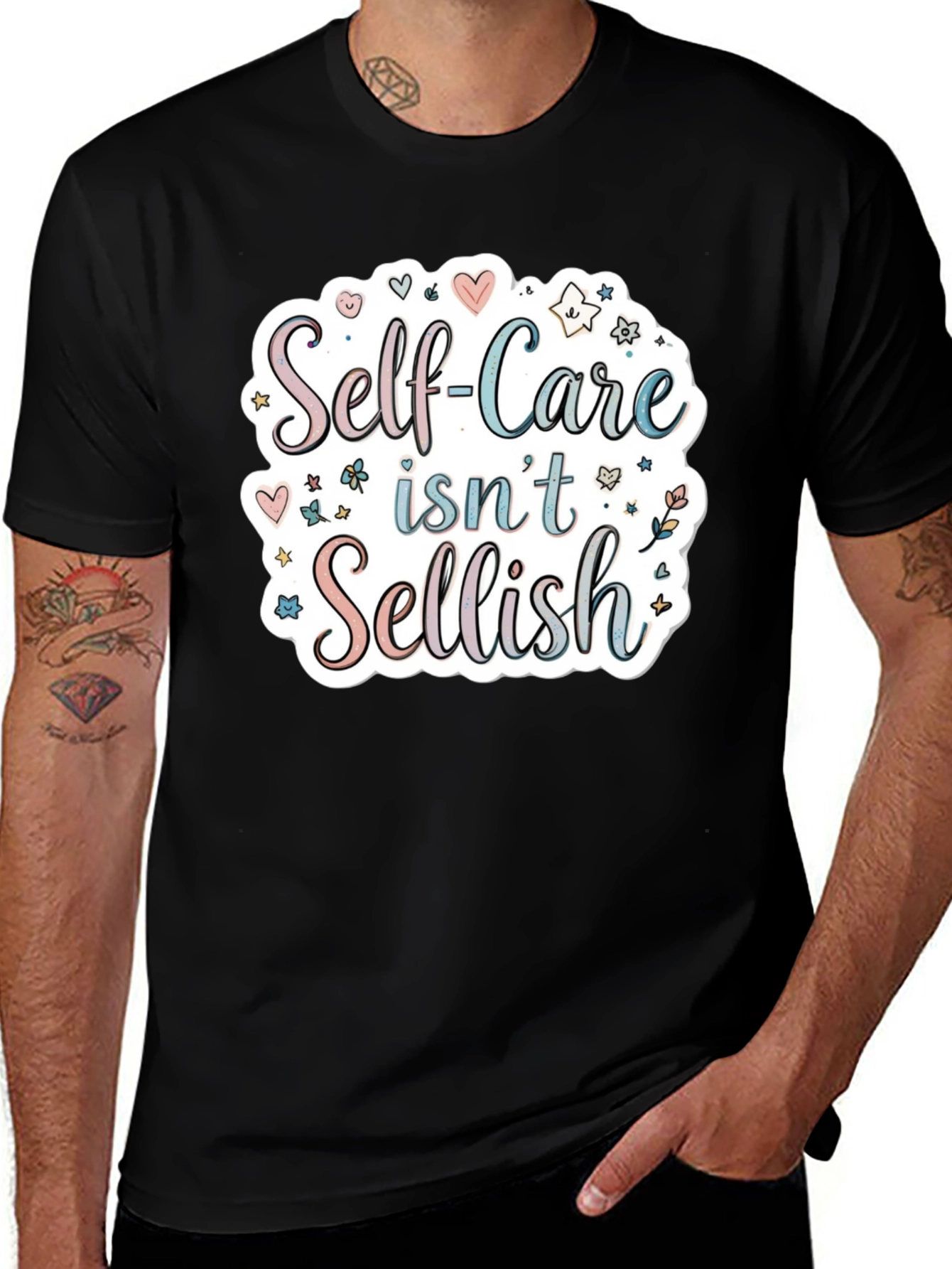 Variant 2 of Self-Care Isn't Selfish Black T-Shirt