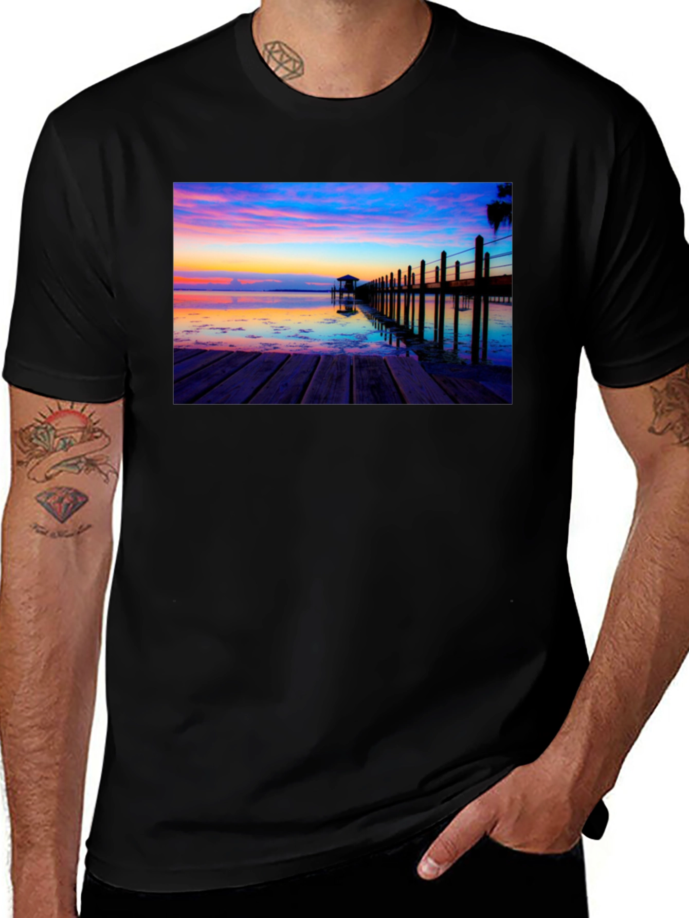 Variant 24 of Sunset Pier Graphic Tee - Coastal Vibes