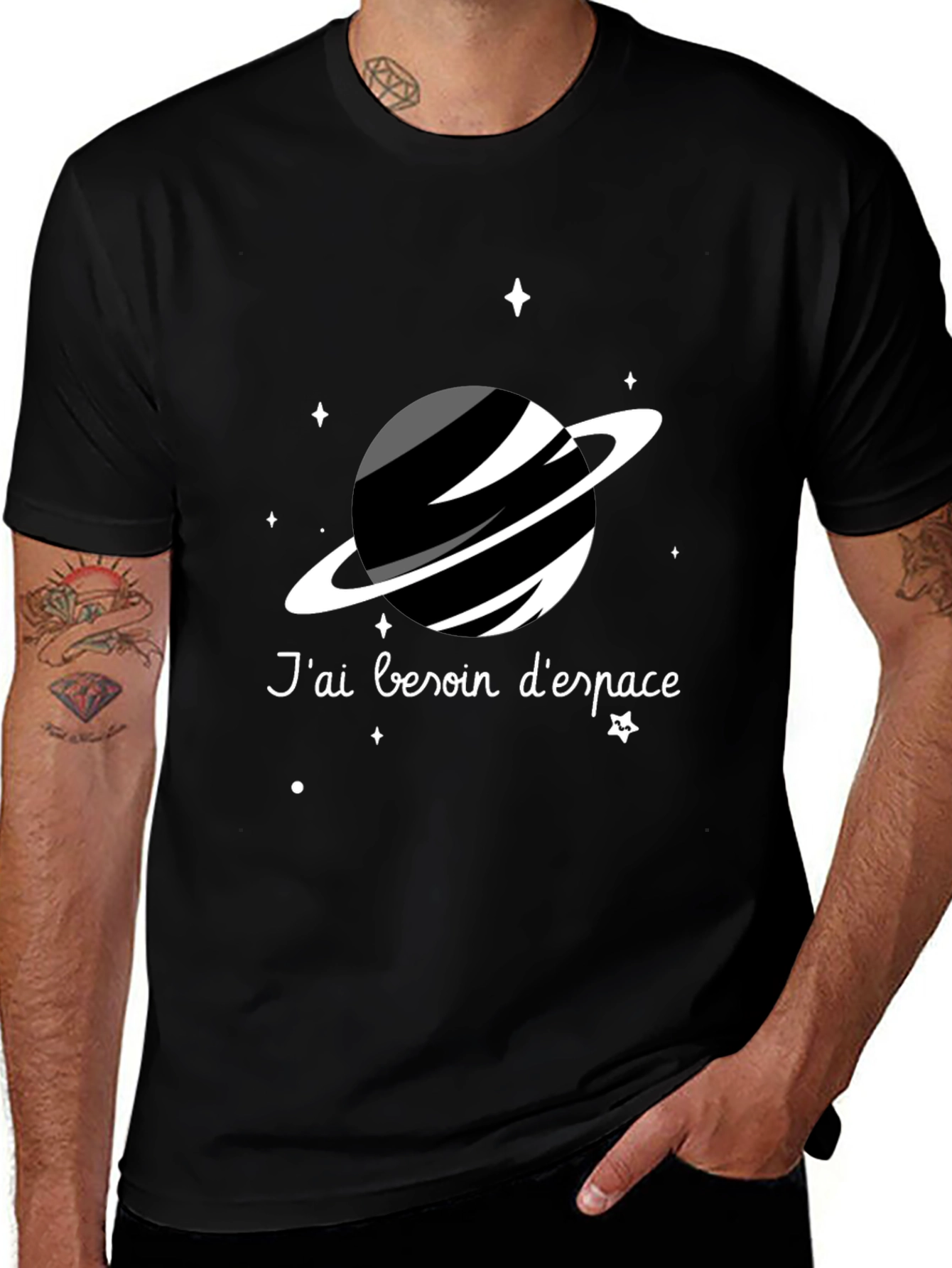 Variant 6 of Cosmic Space T-Shirt - 'J'ai Besoin D'Espace' Design