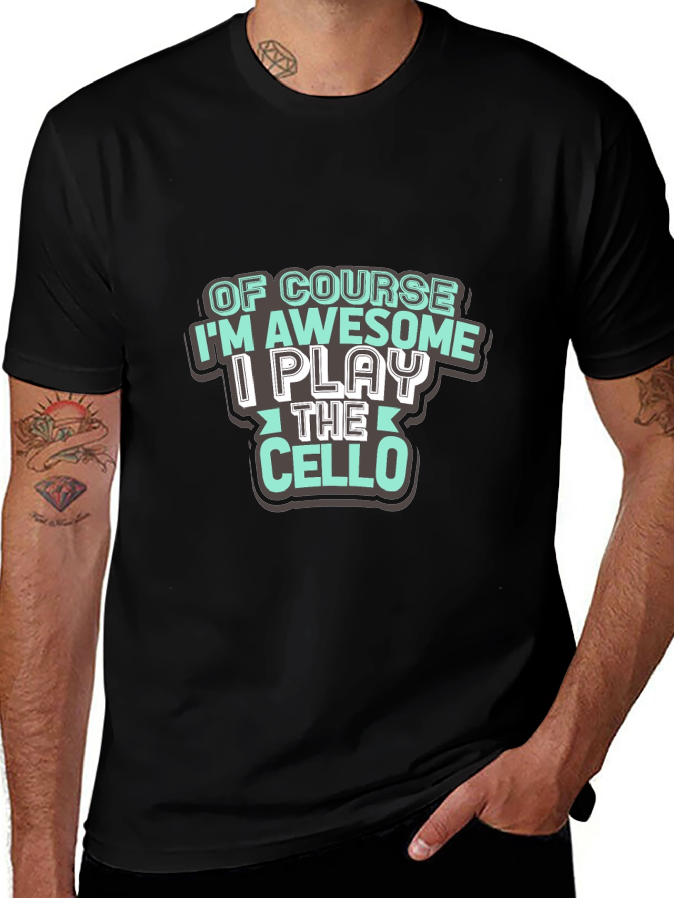 Variant 17 of Awesome Cello Player T-Shirt - Black