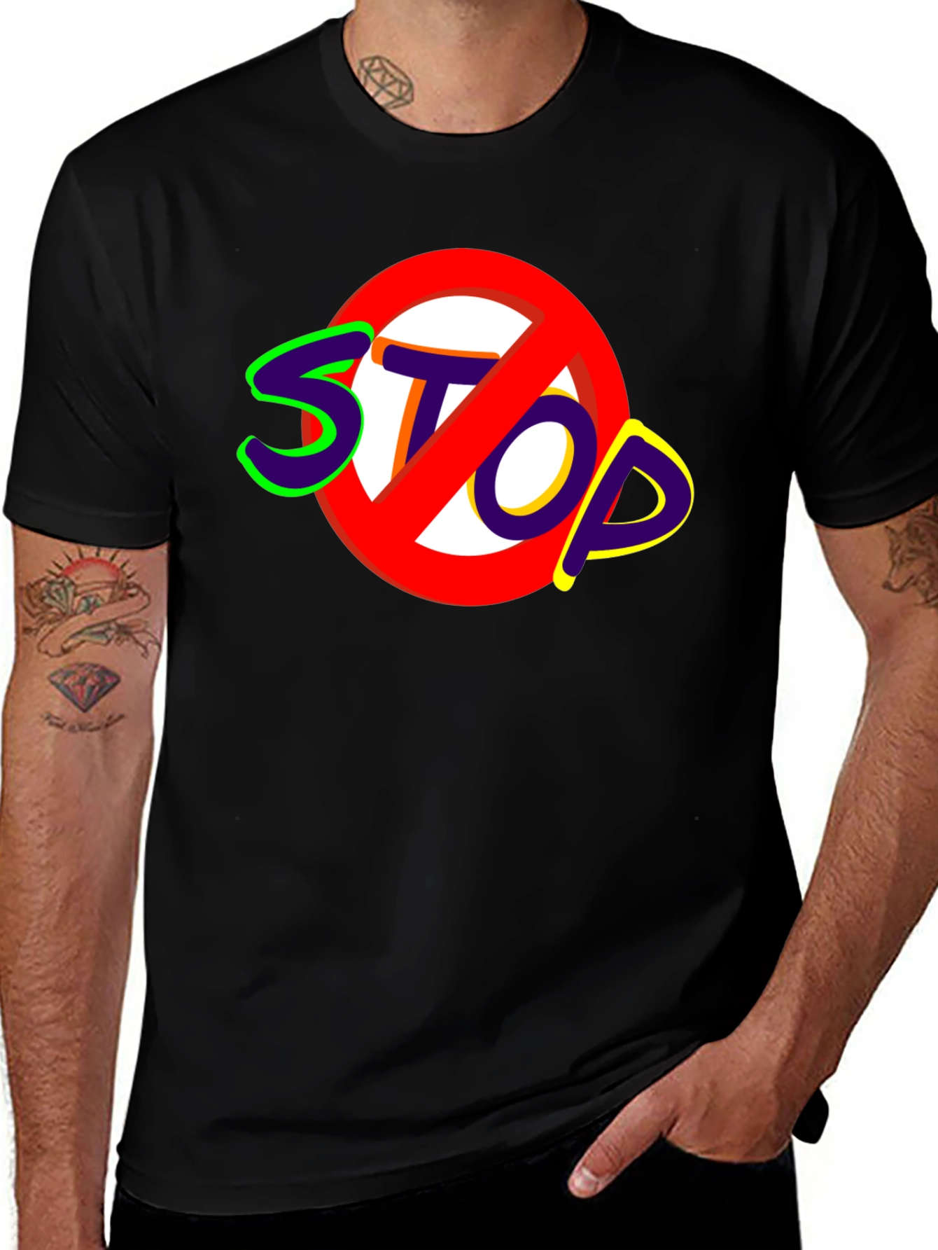 Variant 26 of Stop Sign Graphic Tee - Bold Statement Shirt