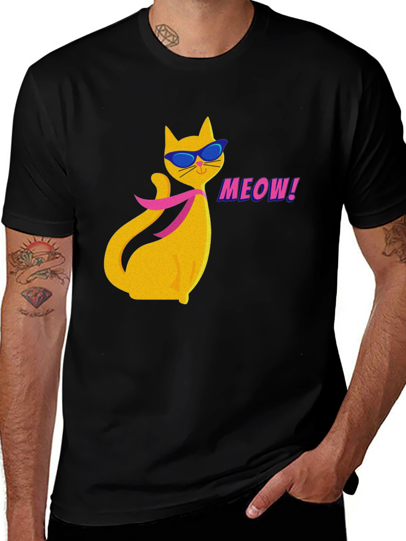 Variant 6 of Cool Cat T-Shirt - Meow Cartoon Design