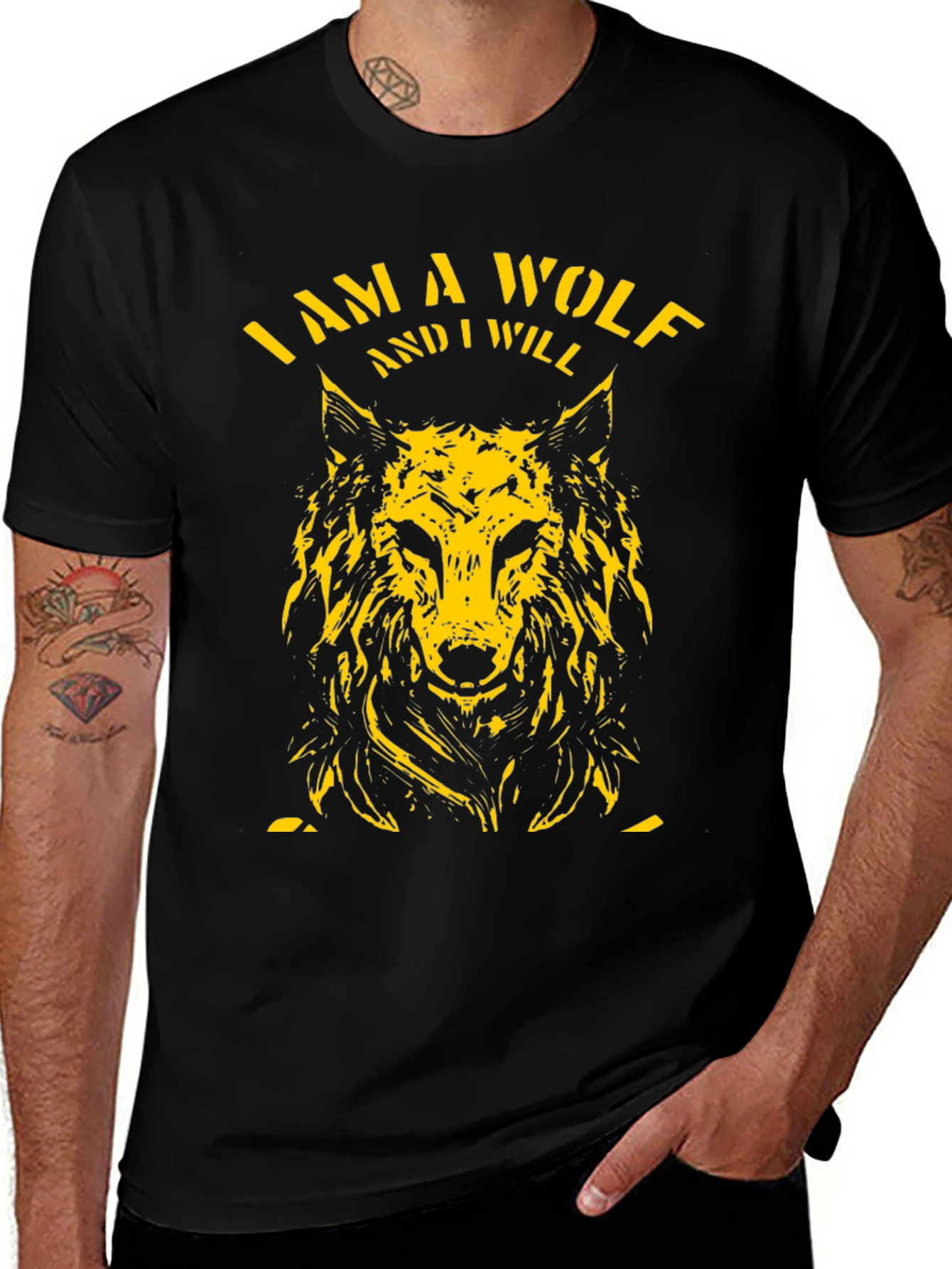 Variant 3 of I Am A Wolf Graphic Tee - Black
