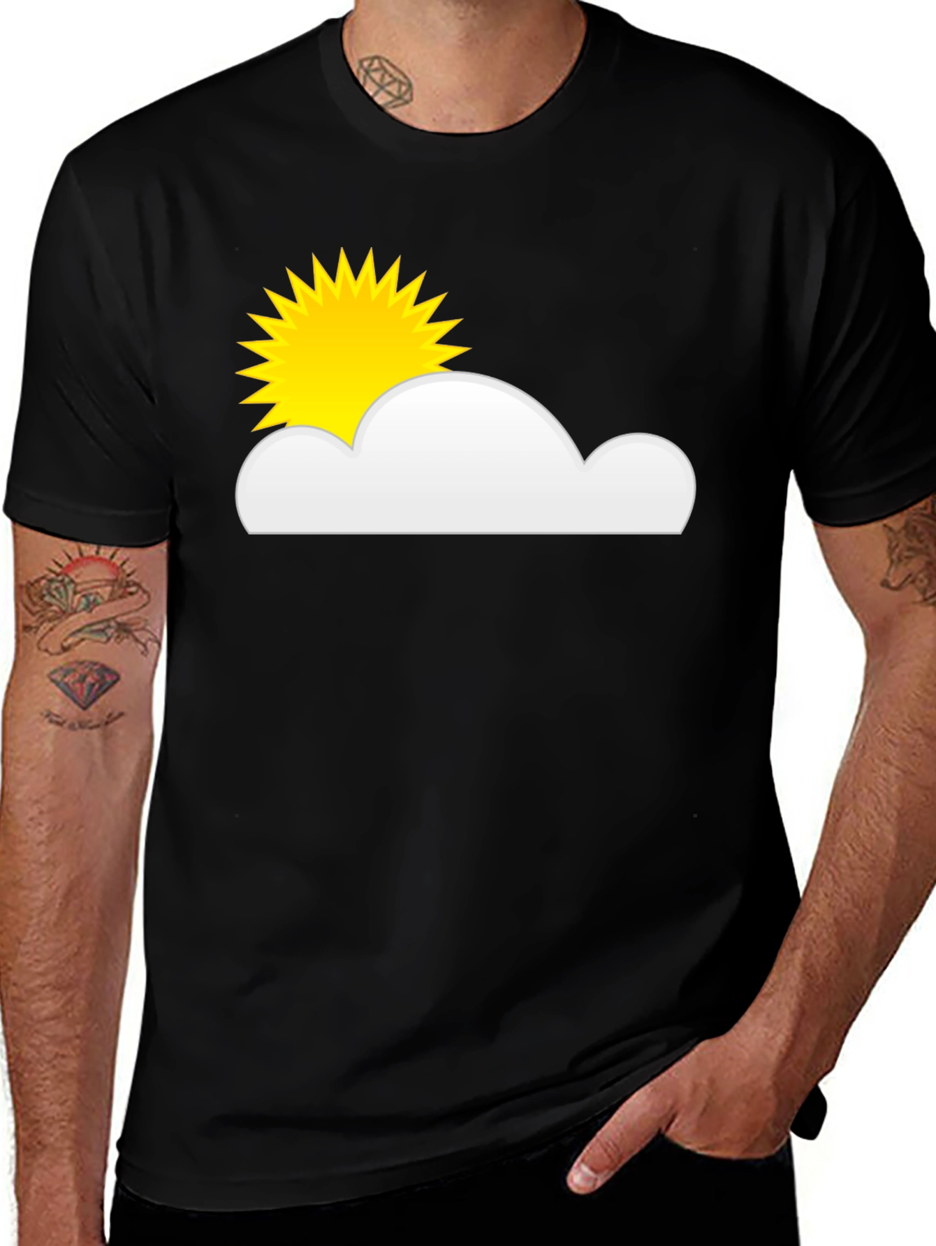 Variant 5 of Sunny Day Cloud Graphic Tee - Soft Cotton Black T-Shirt