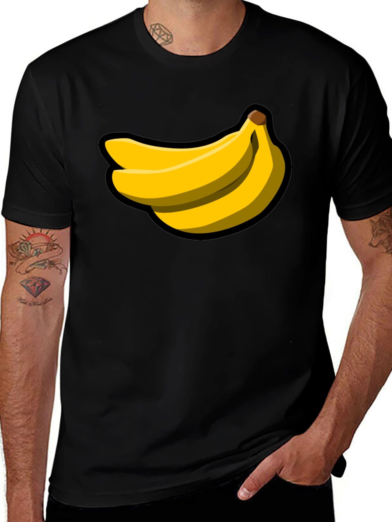 Variant 5 of Banana Graphic Black T-Shirt - Fruit Lover Tee