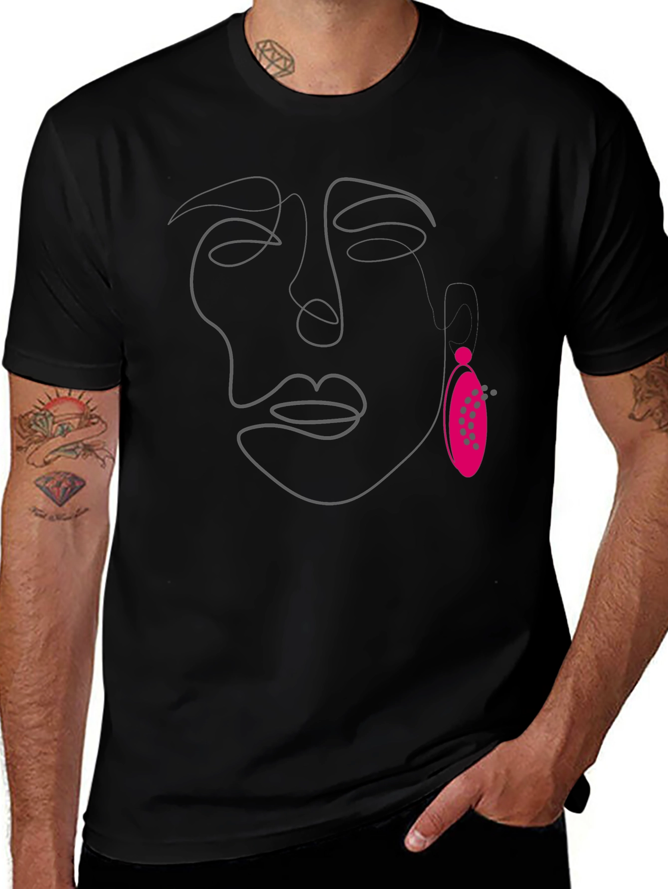 Abstract Face Line Art Tee - Modern Graphic T-Shirt