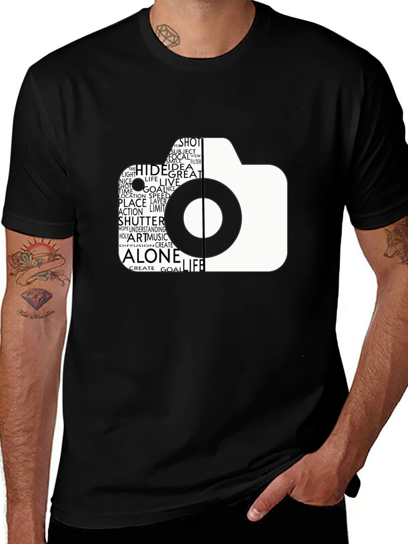 Variant 20 of Creative Camera Graphic Black T-Shirt
