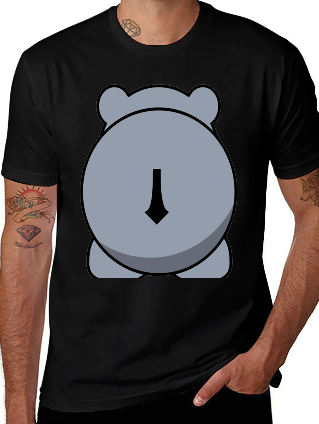 Variant 19 of Cute Hippo Butt Black Graphic Tee Shirt