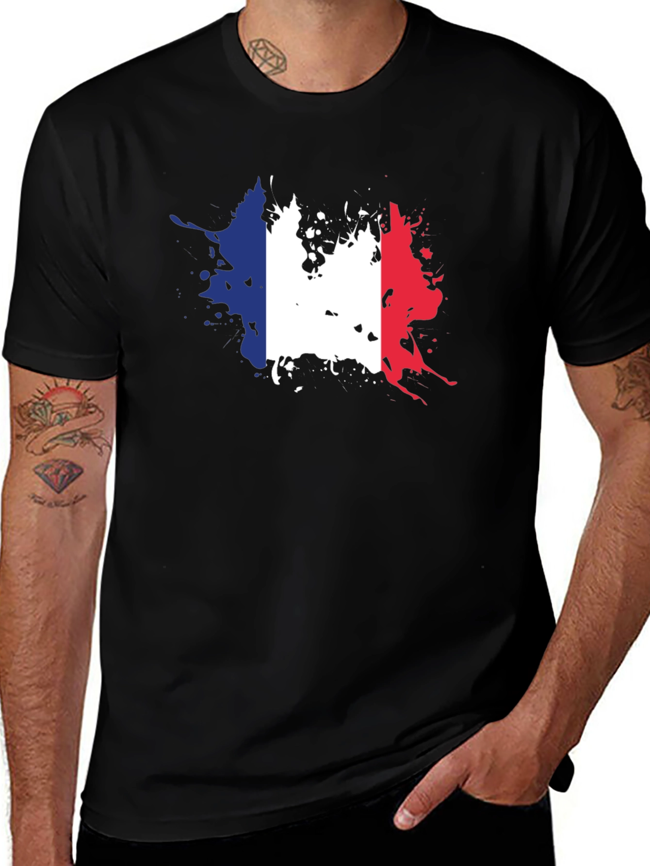 Variant 27 of France Flag Splatter Graphic T-Shirt