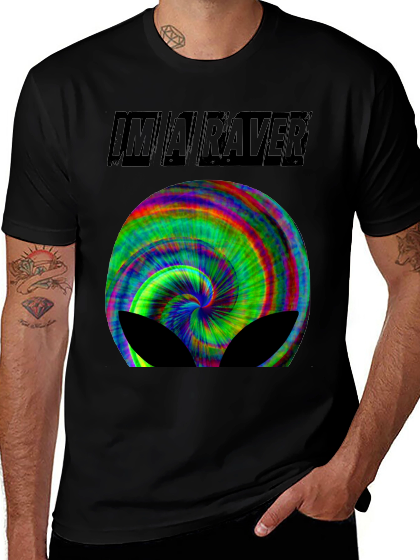 Variant 23 of I'm A Raver Tie Dye Alien Head Graphic T-Shirt