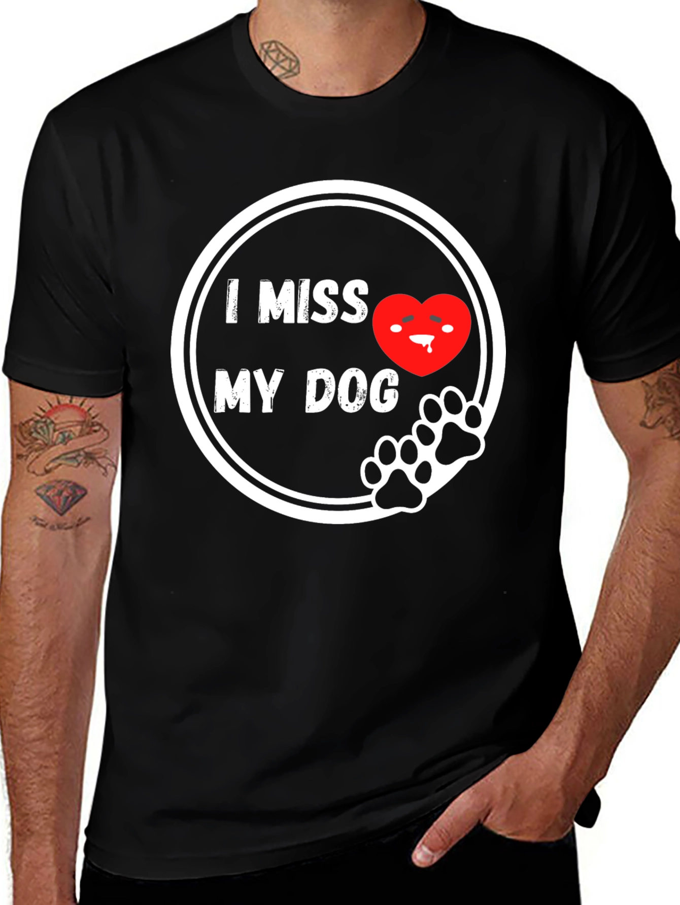 Variant 6 of I Miss My Dog T-Shirt - Black, Cute Design