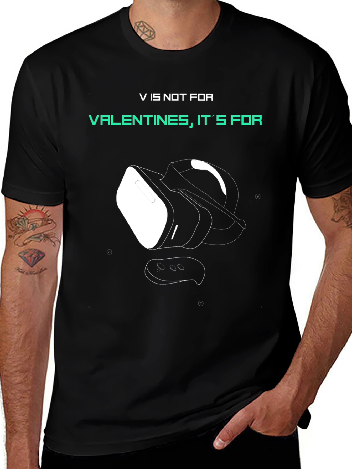 Variant 5 of Gamer VR Valentine's Day Black T-Shirt