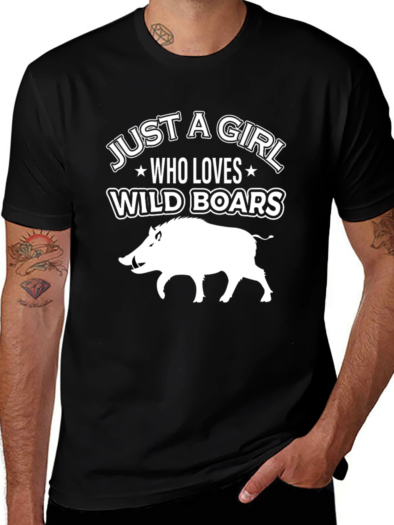 Variant 19 of Wild Boar Lover Graphic T-Shirt - Just A Girl Who Loves Boars Tee