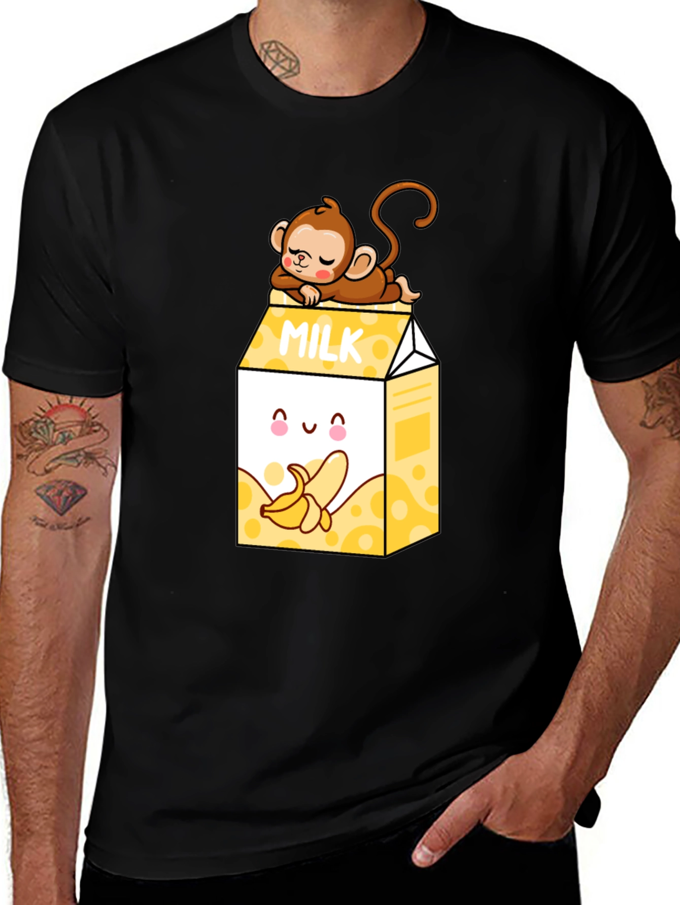 Variant 22 of Banana Milk T-Shirt - Cute Cartoon Monkey Design