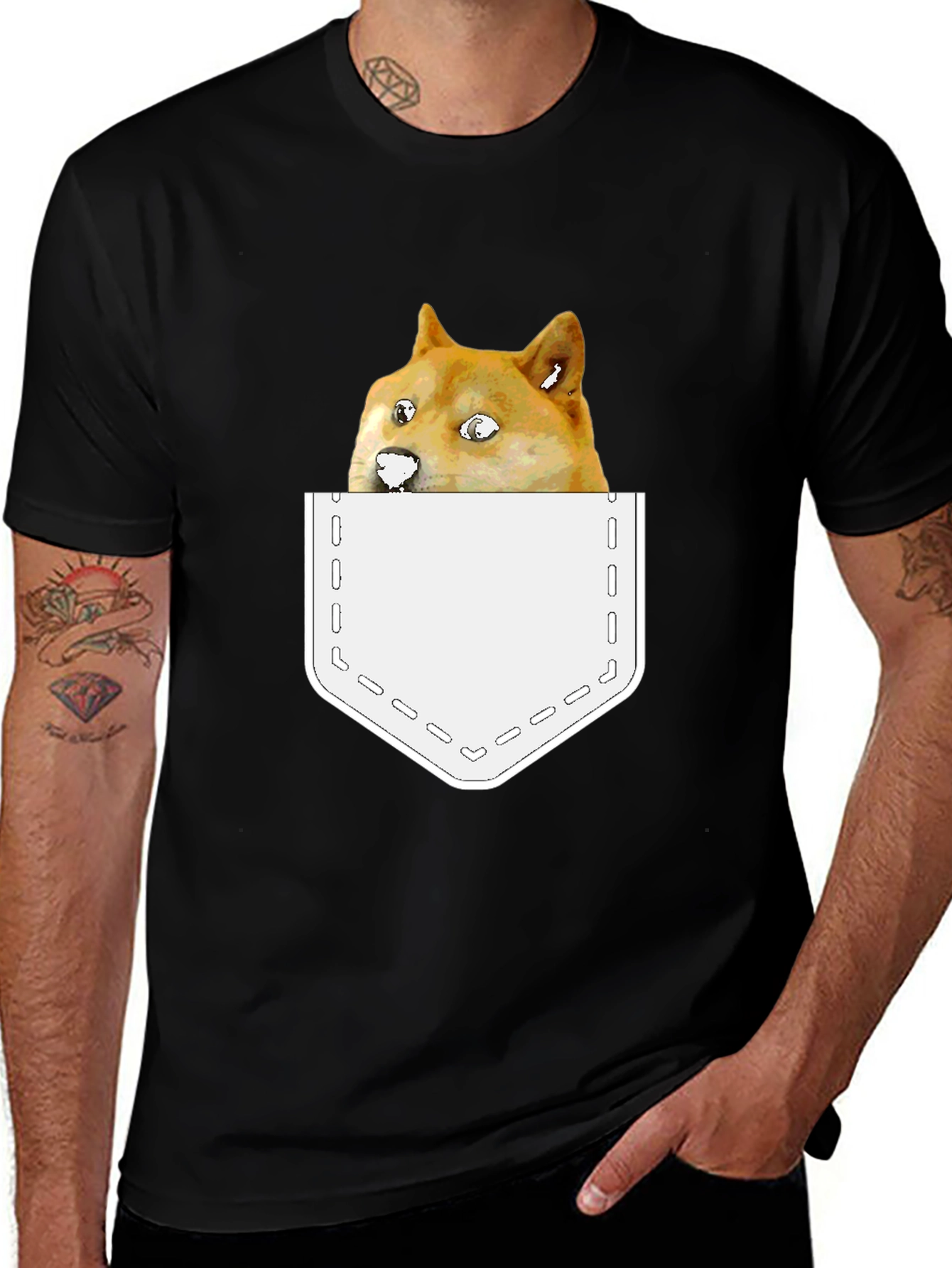Doge Meme Pocket T-Shirt - Funny Doge Tee