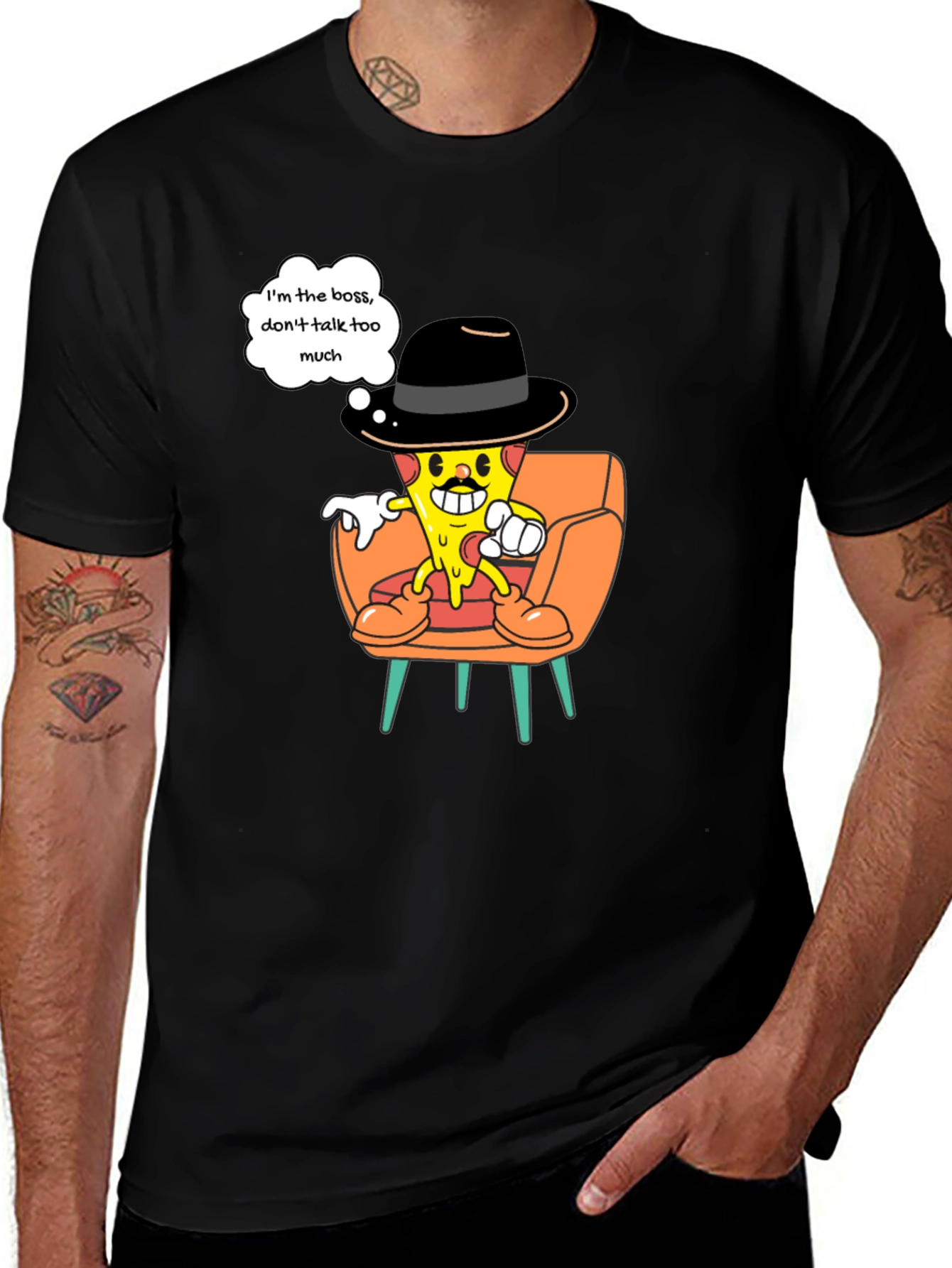 Variant 30 of Pizza Boss Graphic Tee - Don't Talk Too Much