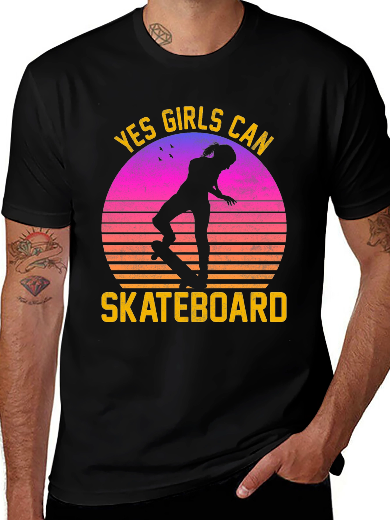 Variant 7 of Yes Girls Can Skateboard Graphic Tee